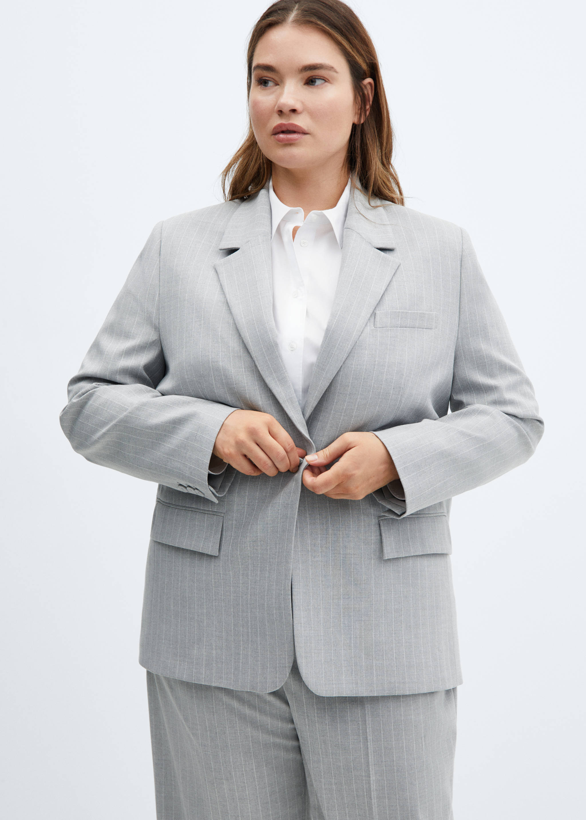 细条纹西装外套 - null