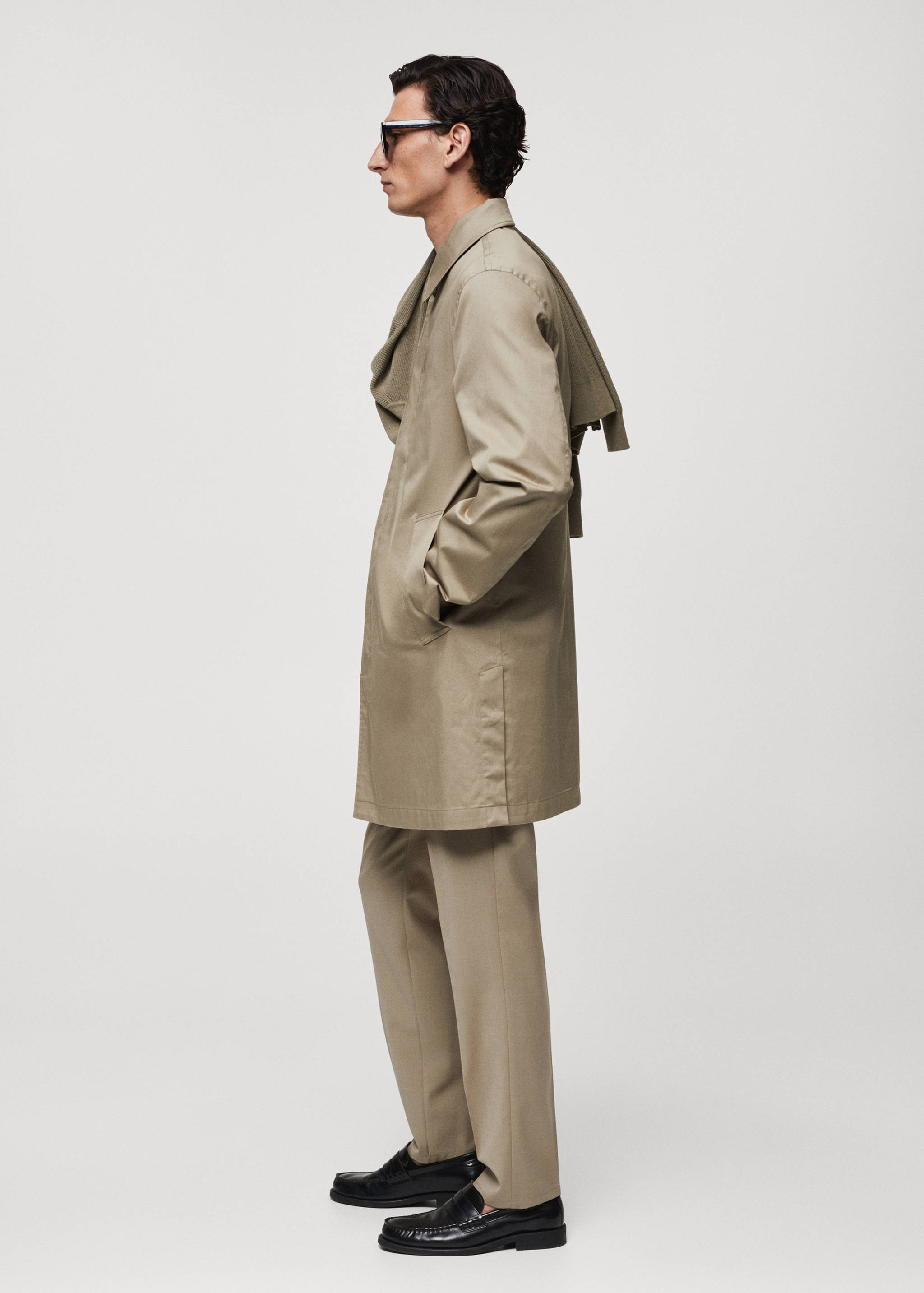Cotton trench coat with collar detail - Details of the article 2
