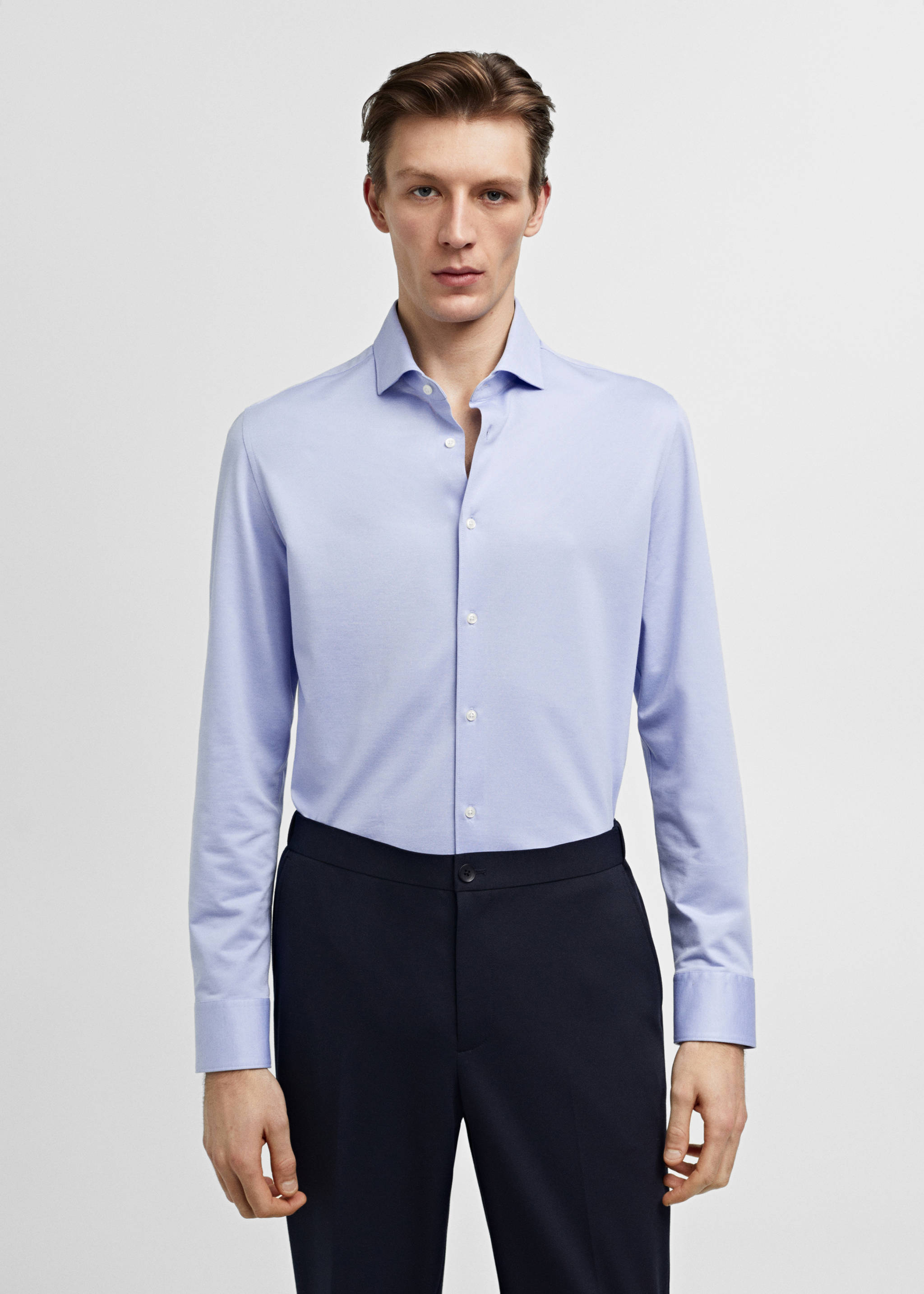 Slim fit cotton suit shirt - Medium plane