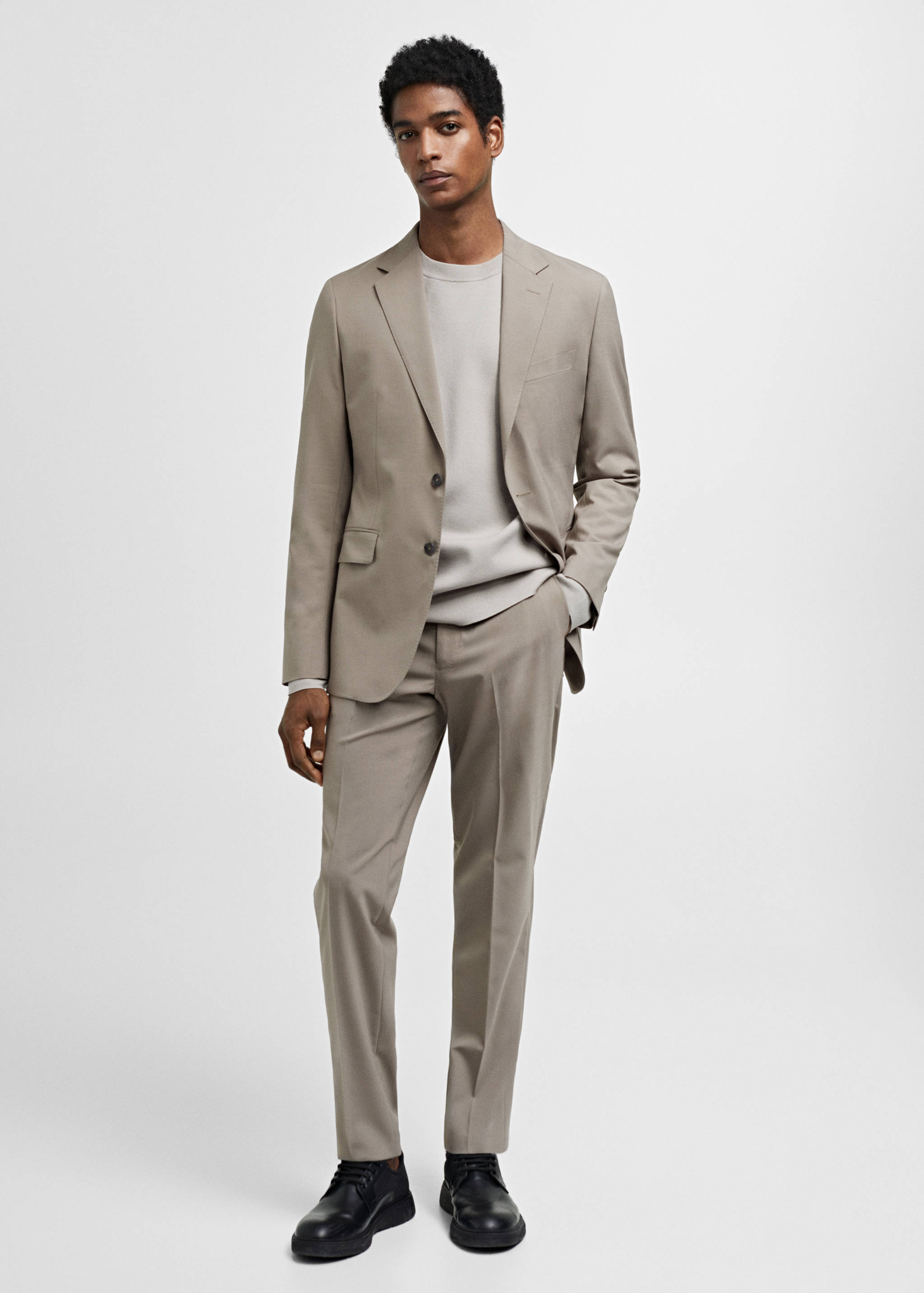 Slim-fit wool suit jacket - General plane