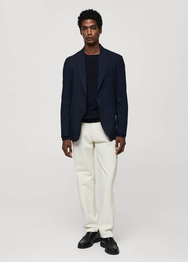 Slim-fit suit jacket — Dark Navy