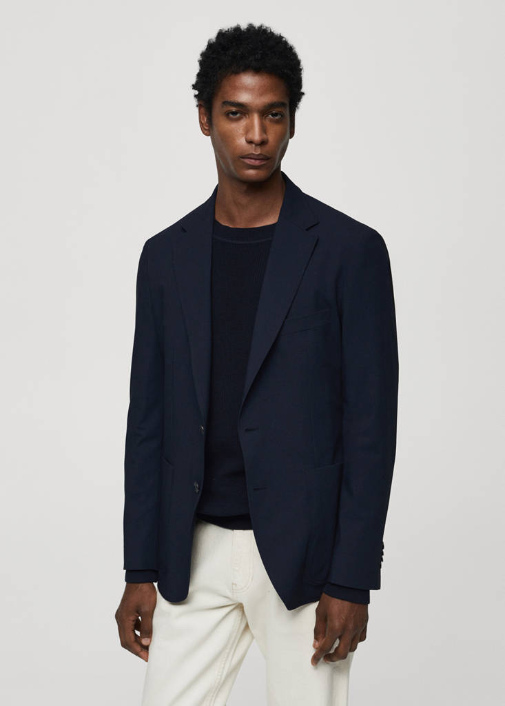 Slim-fit suit jacket — Dark Navy