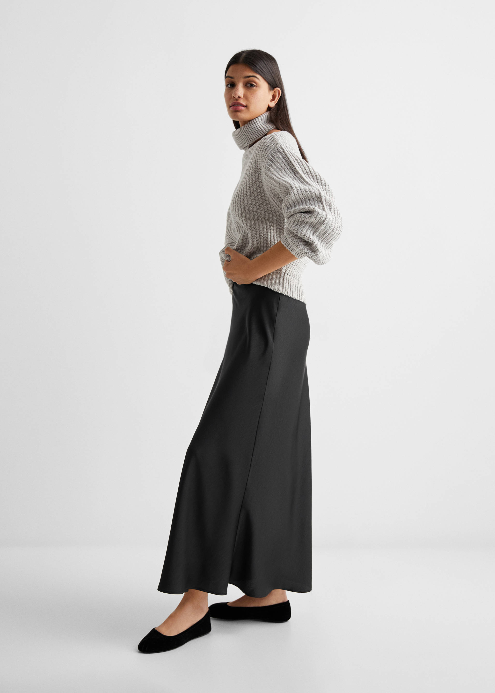 Satin long skirt - General plane