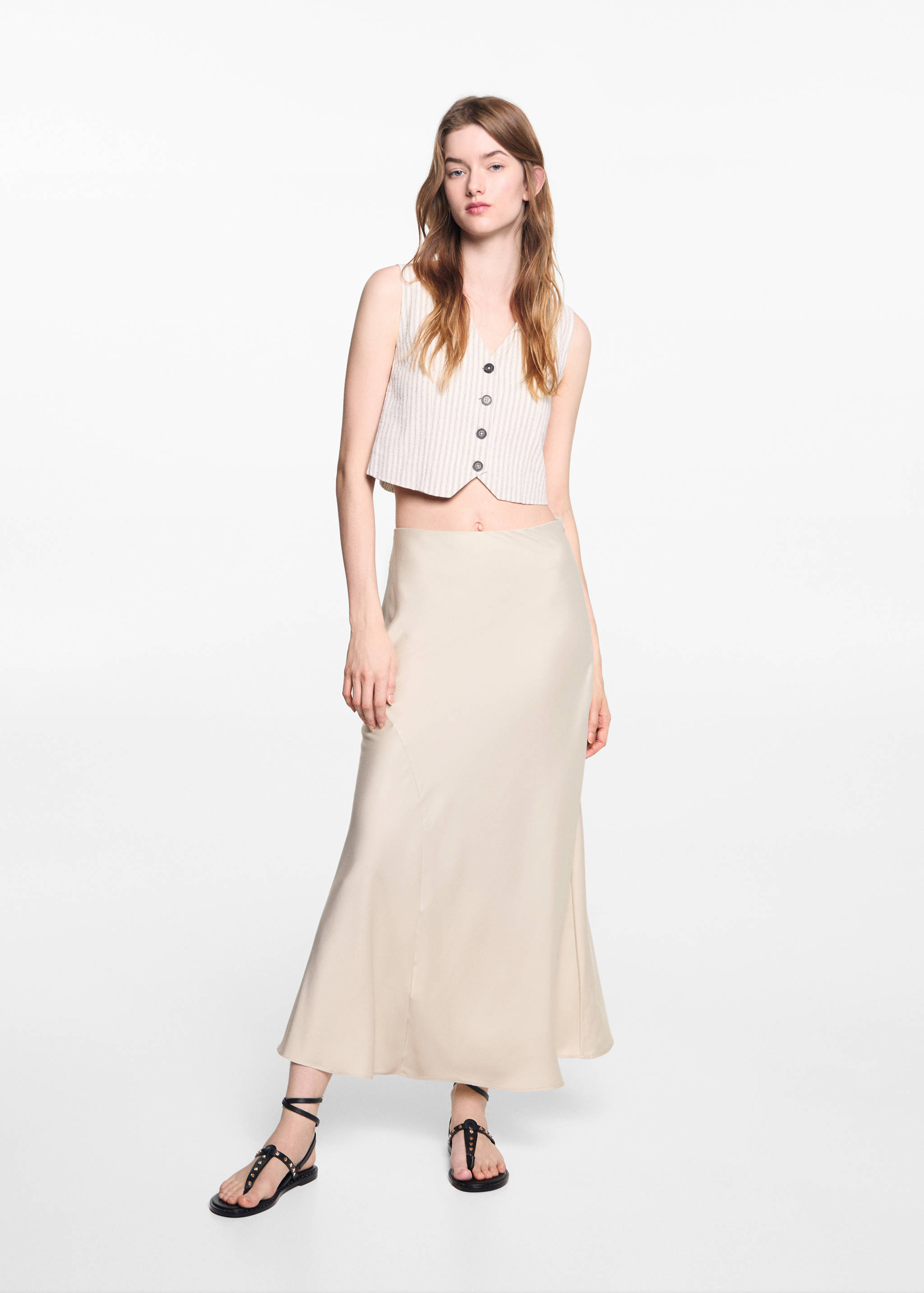 Satin long skirt - General plane
