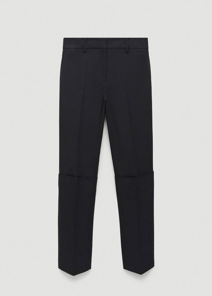 Straight pleated trousers — Black