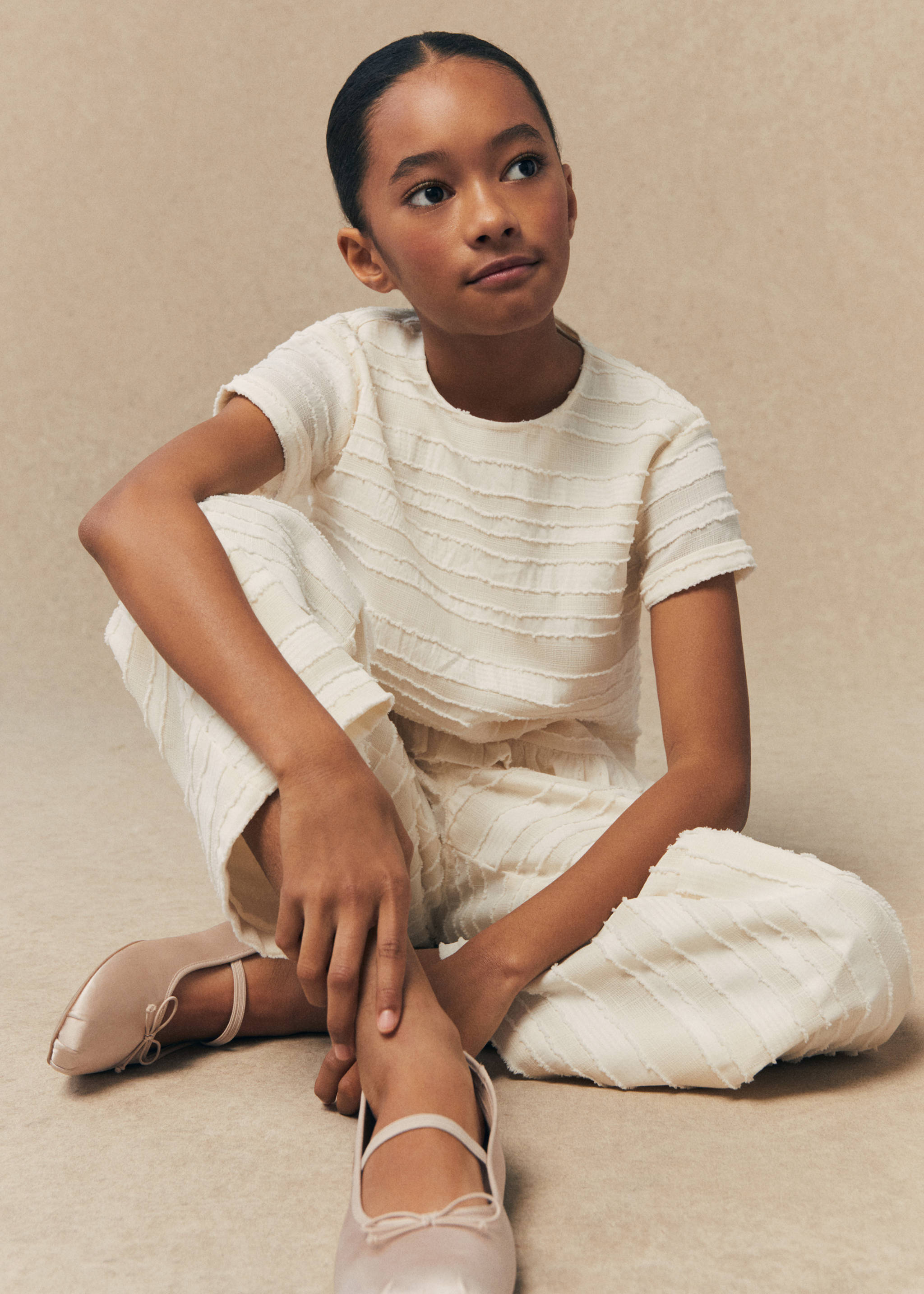 Blouse texturée volants - Plan moyen