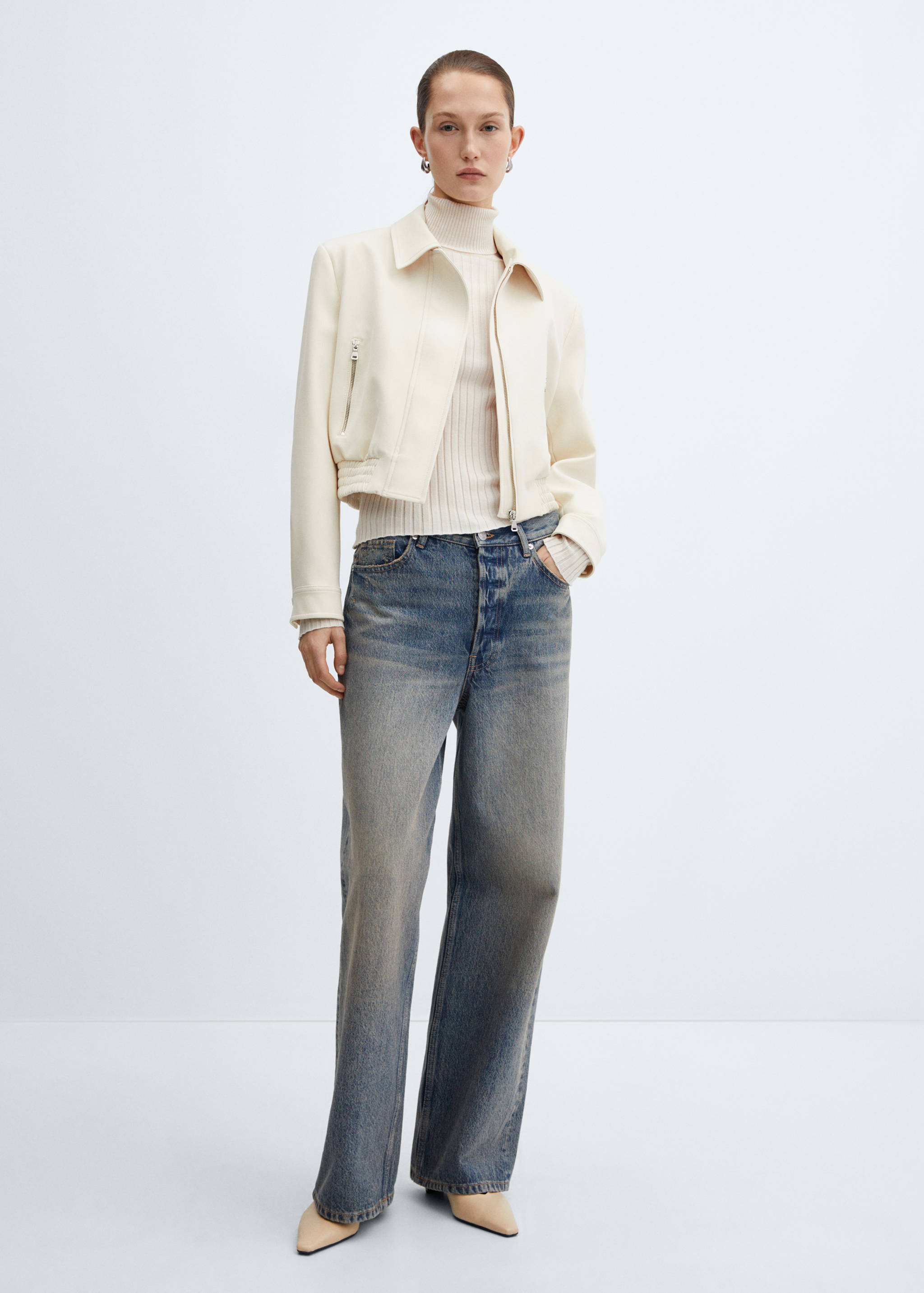 Cropped jacket with shoulder pads - General plane