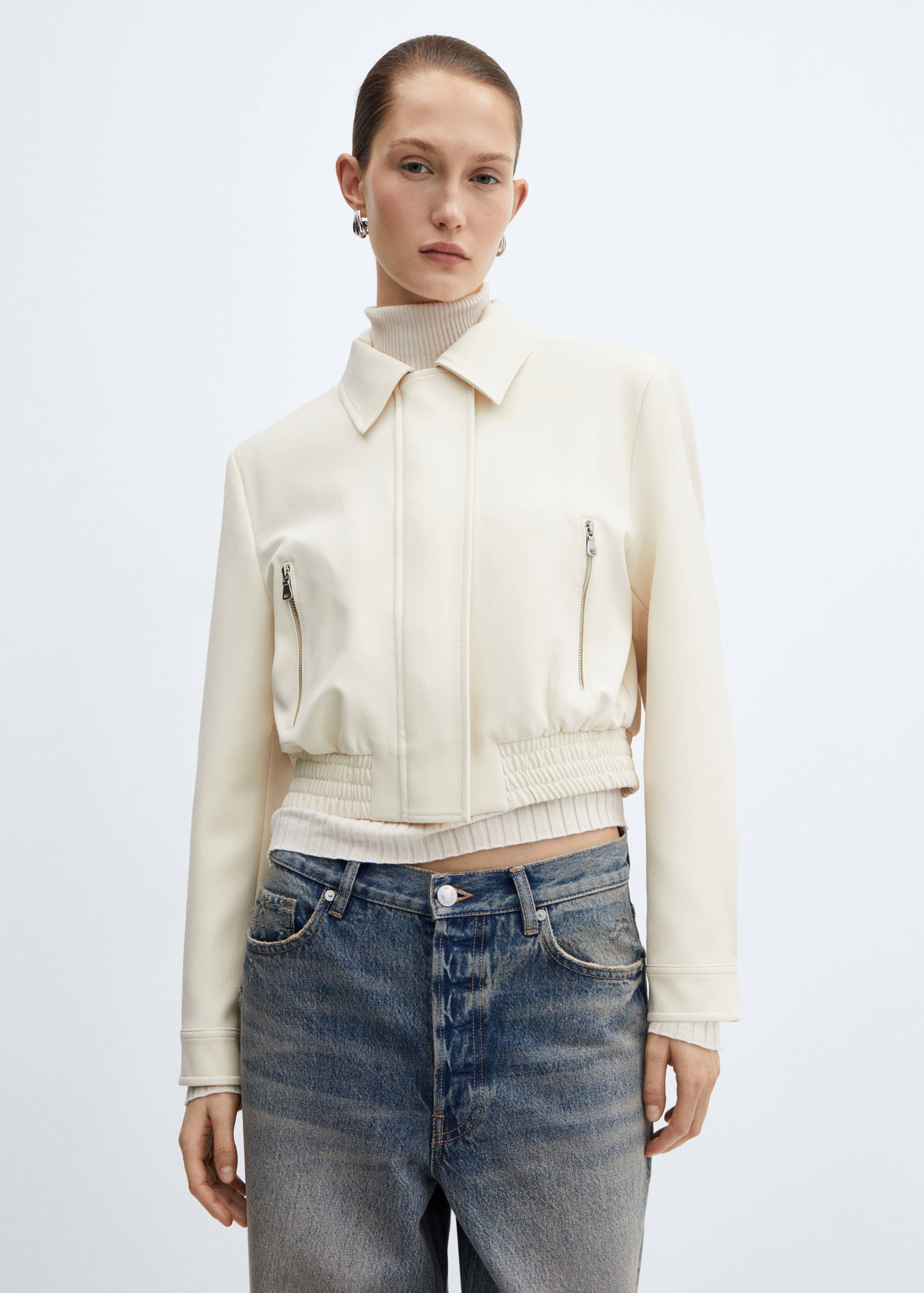 Cropped jacket with shoulder pads - Medium plane