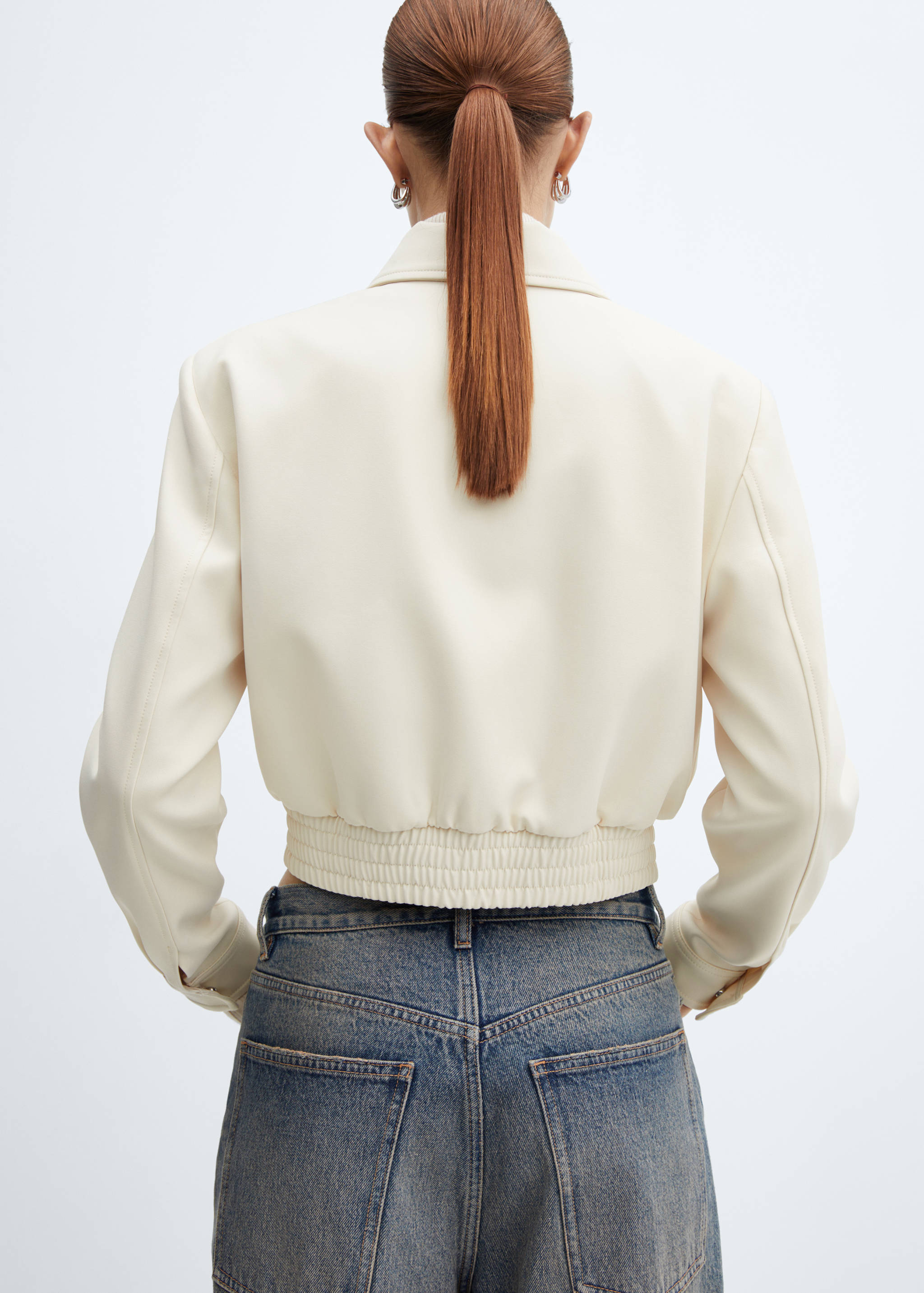 Cropped jacket with shoulder pads - Reverse of the article