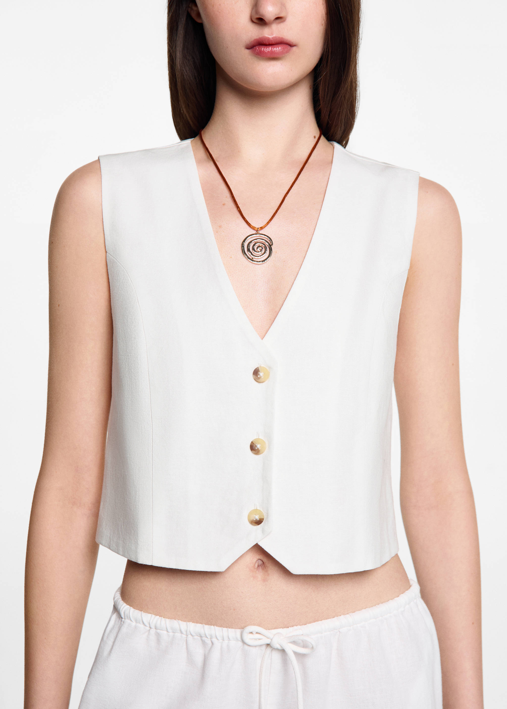 Linen vest with buttons - Details of the article 6