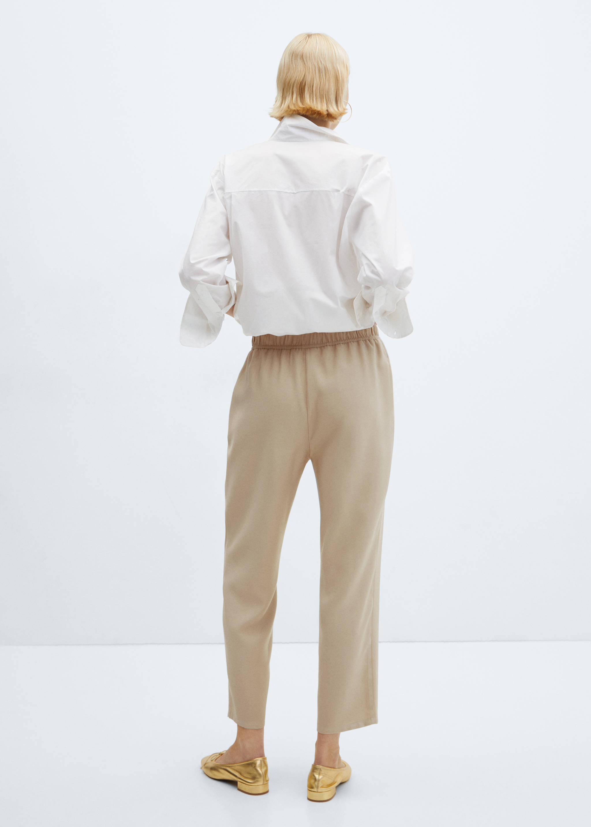 Flowy straight-fit trousers with bow - Reverse of the article