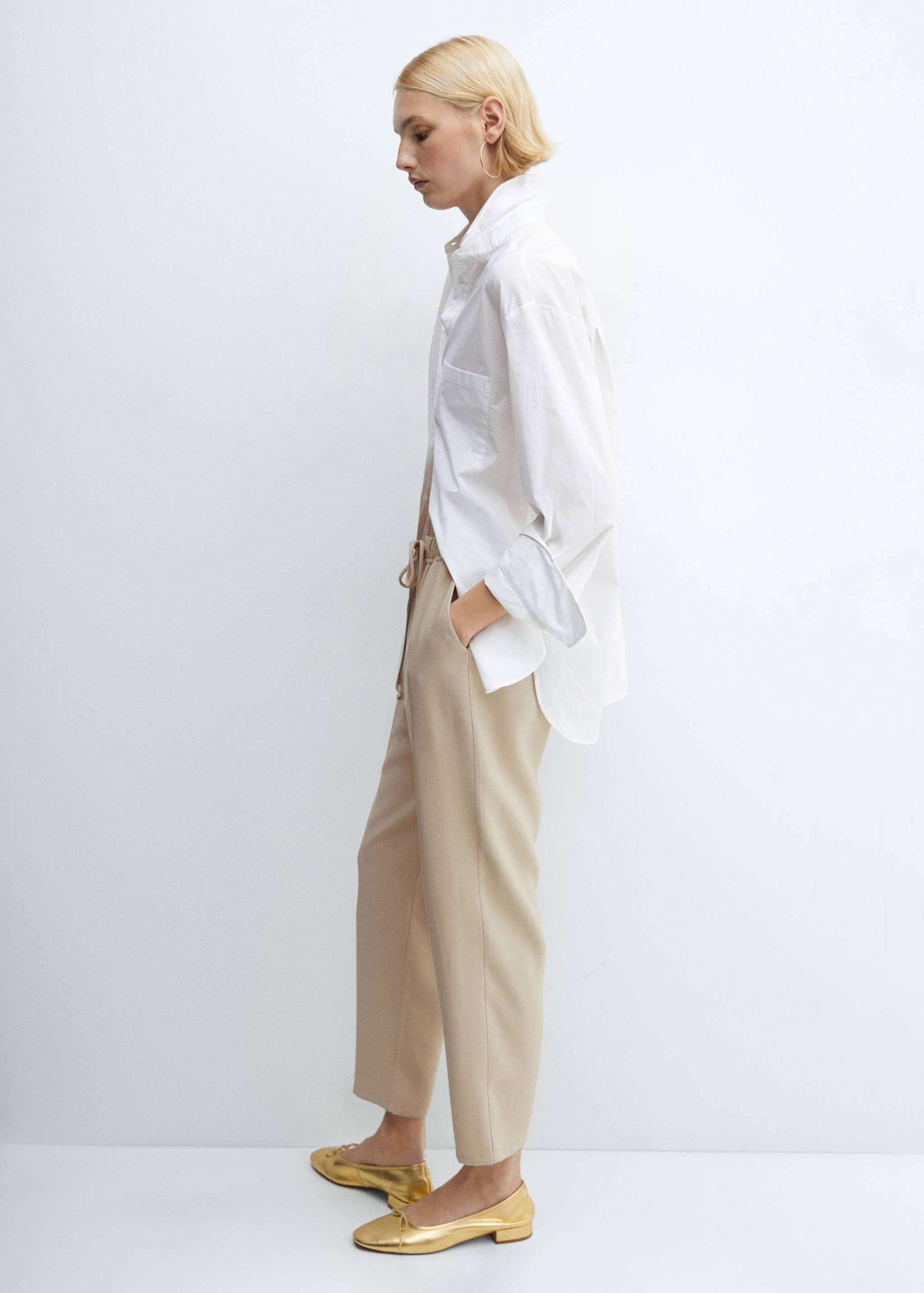 Flowy straight-fit trousers with bow - Details of the article 2