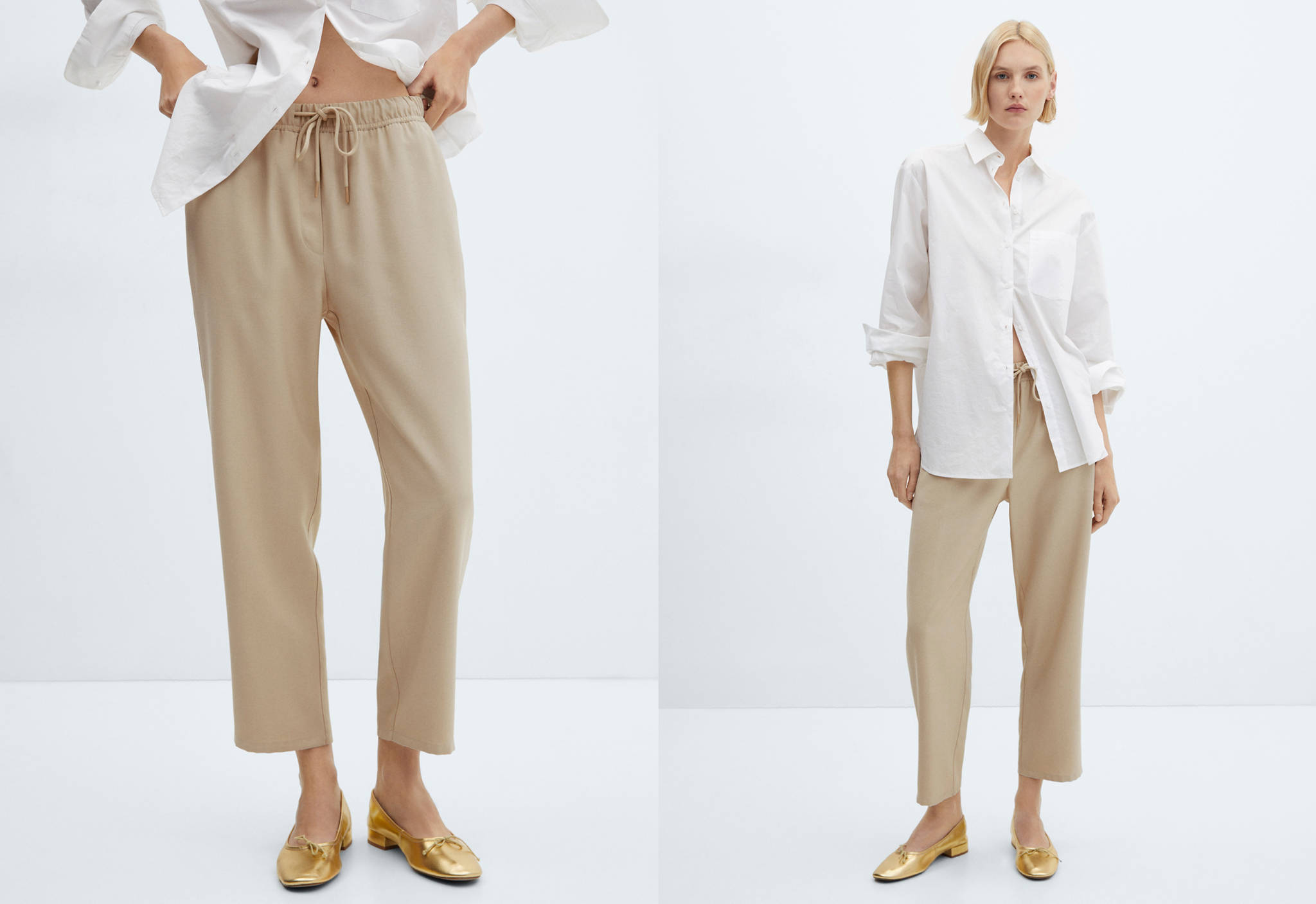 Flowy straight-fit trousers with bow - Panoramic plane