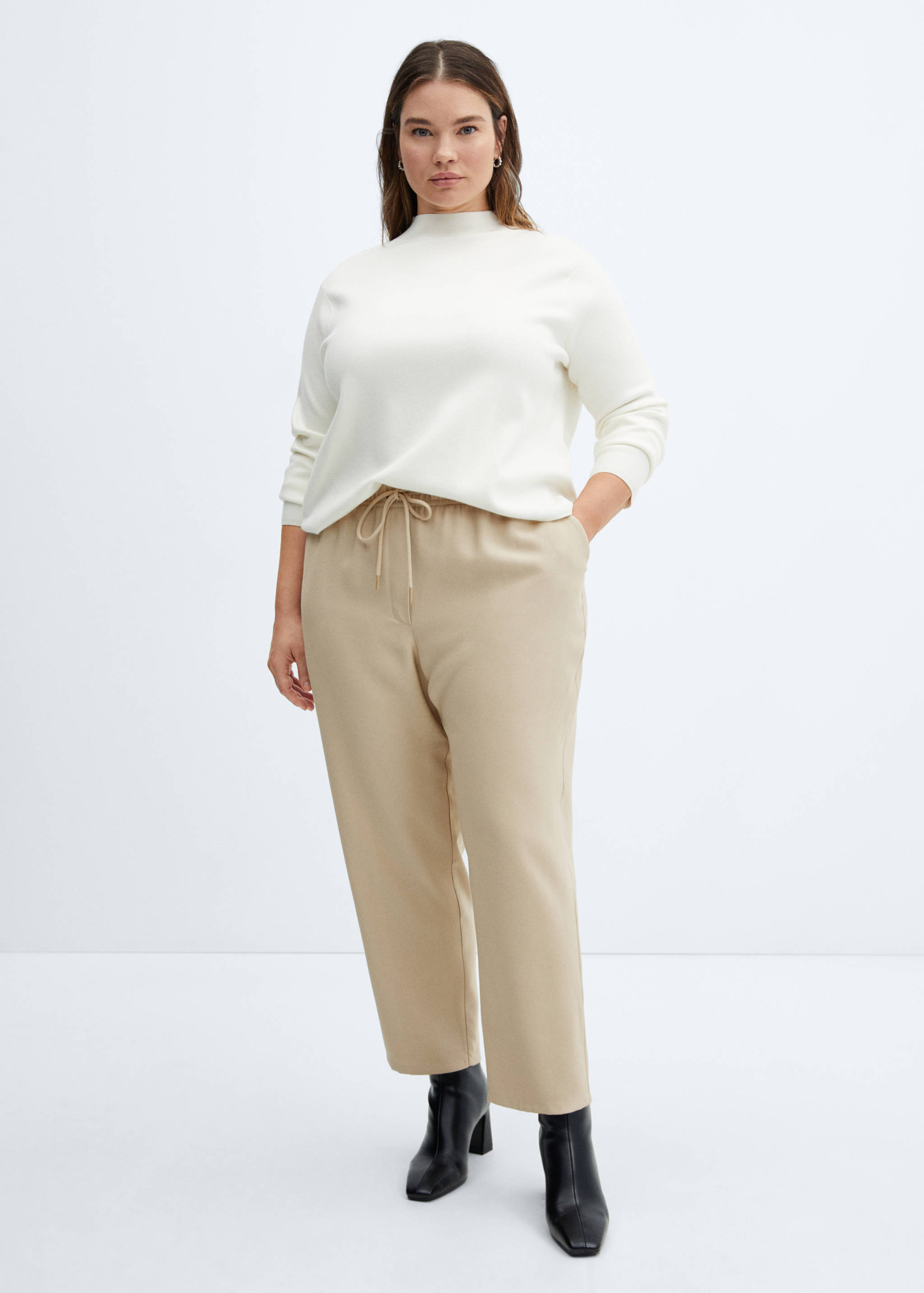 Flowy straight-fit trousers with bow - Details of the article 3