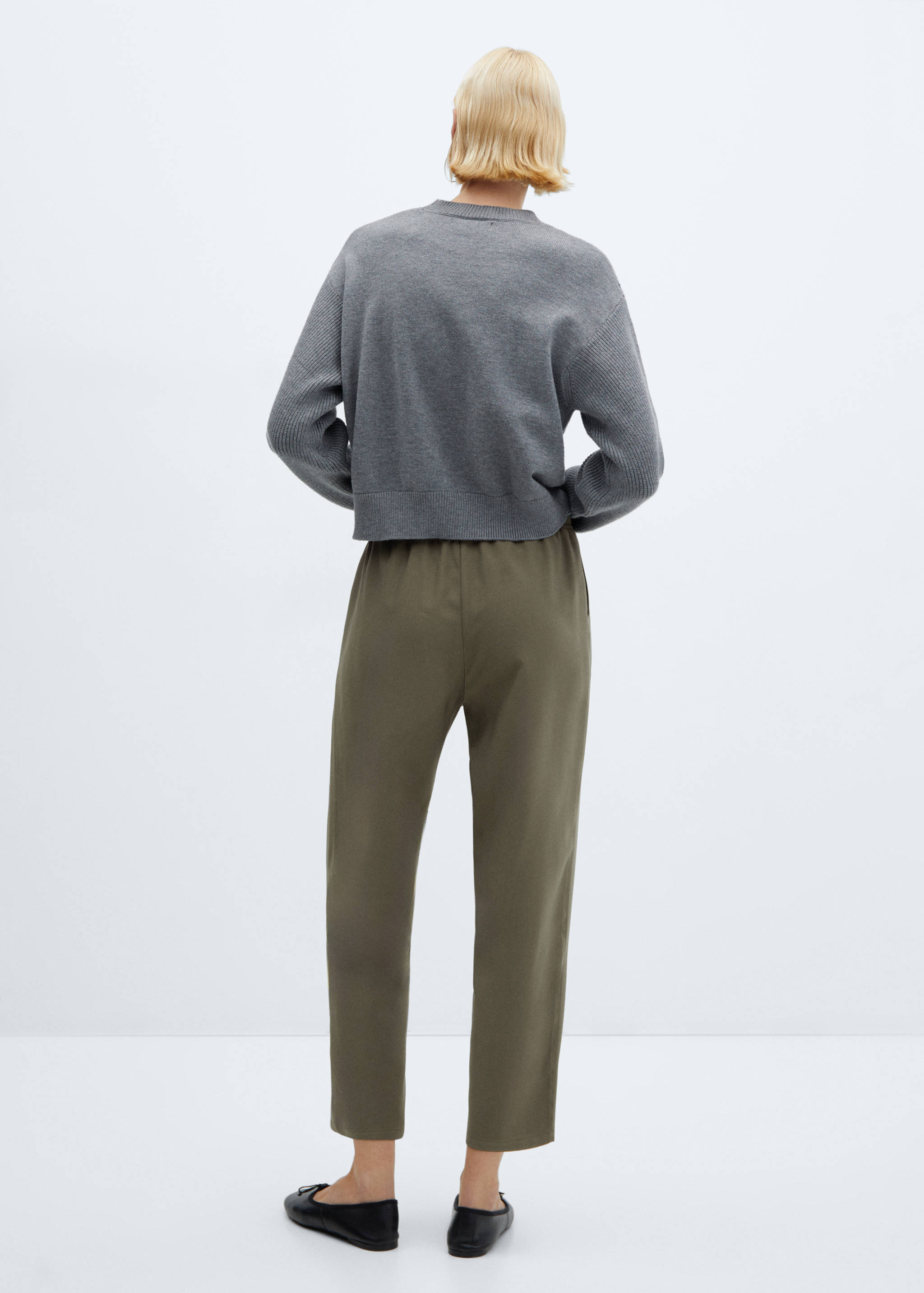 Flowy straight-fit trousers with bow - Reverse of the article