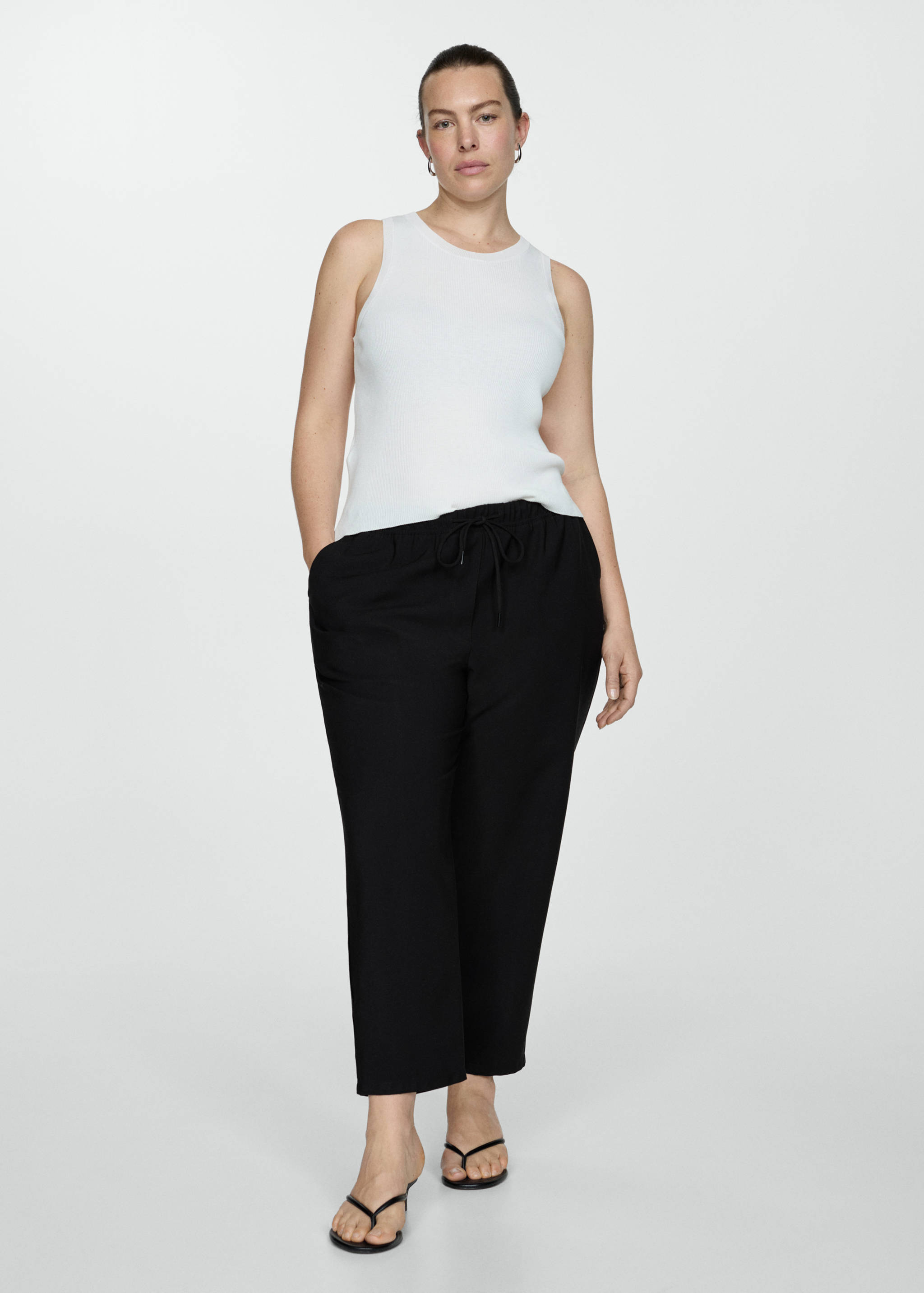 Flowy straight-fit trousers with bow - Details of the article 3