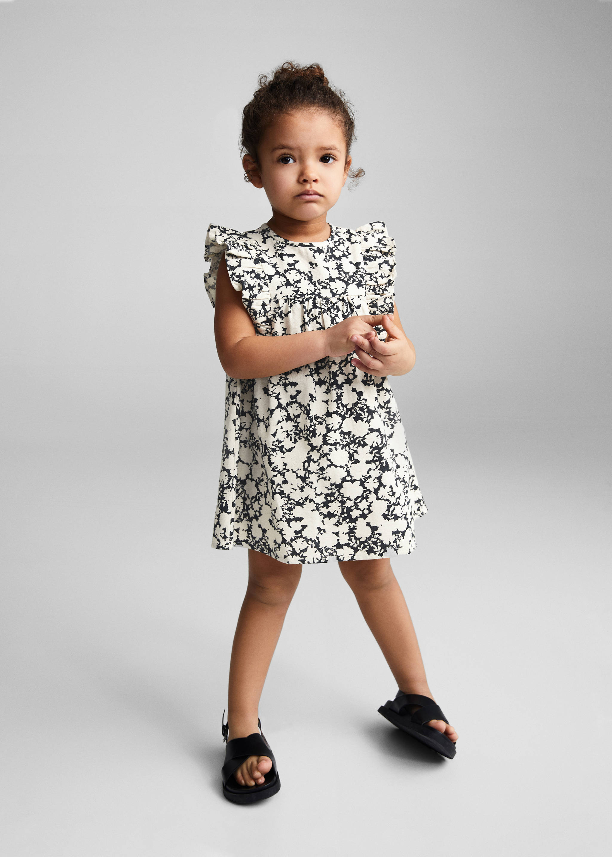 Vestido lino estampado - Plano general