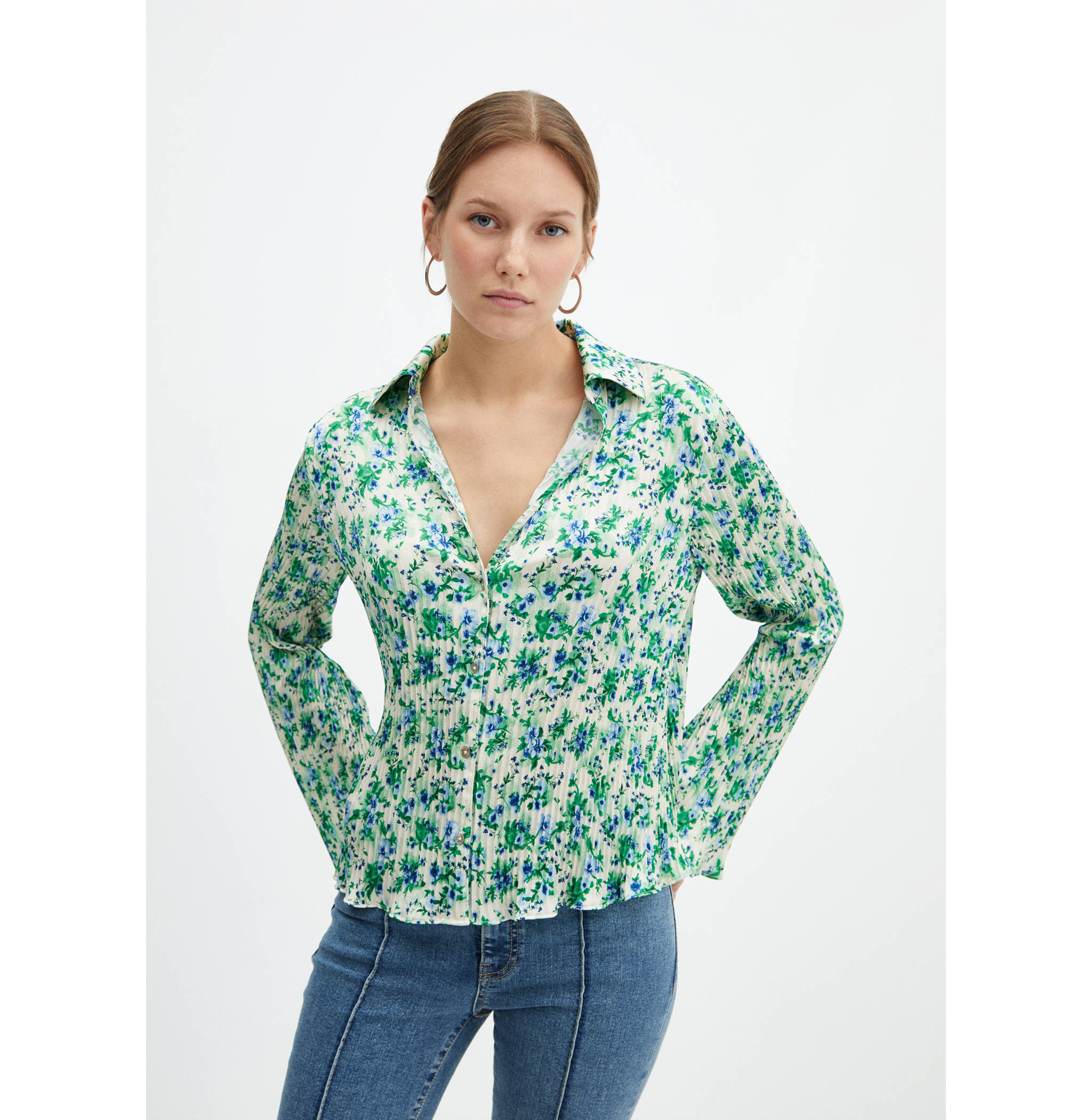 Printed shirred shirt - Medium plane