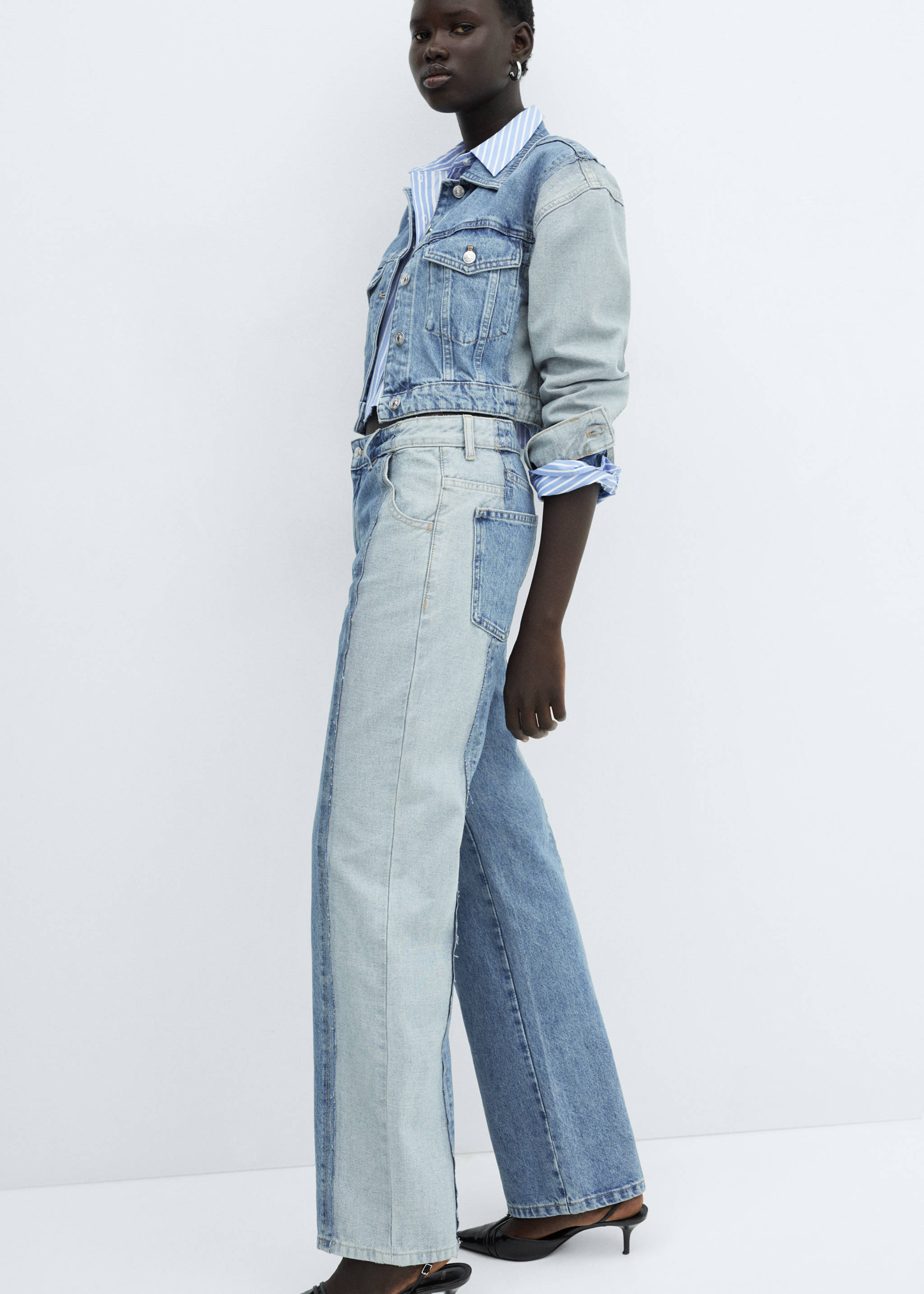 Two-tone straight-fit jeans - Details of the article 2