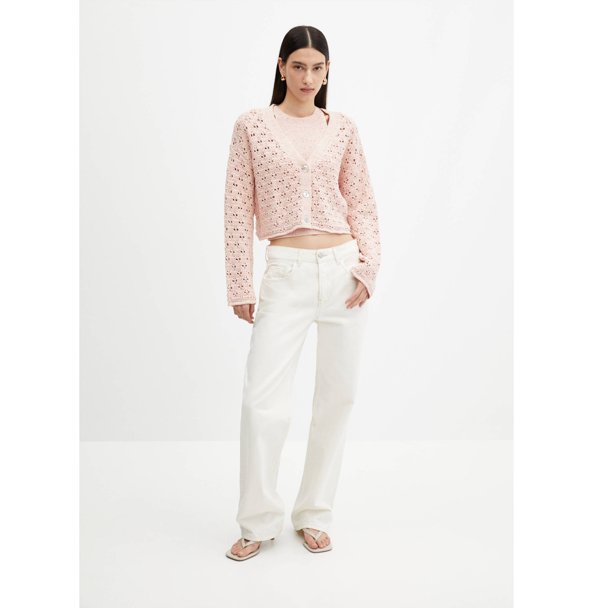 Openwork knit cardigan - General plane