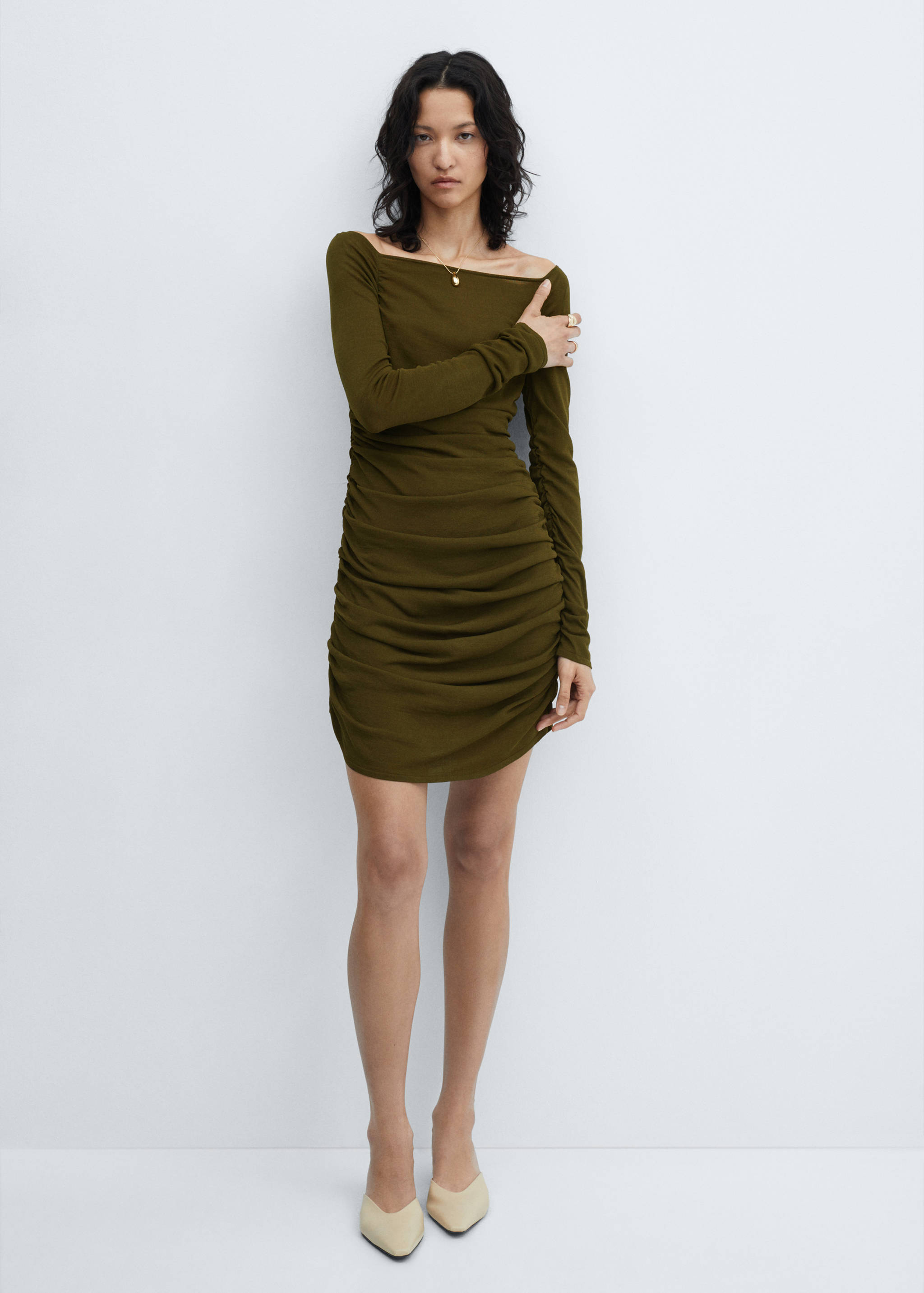 Robe froncée col carré - Plan général