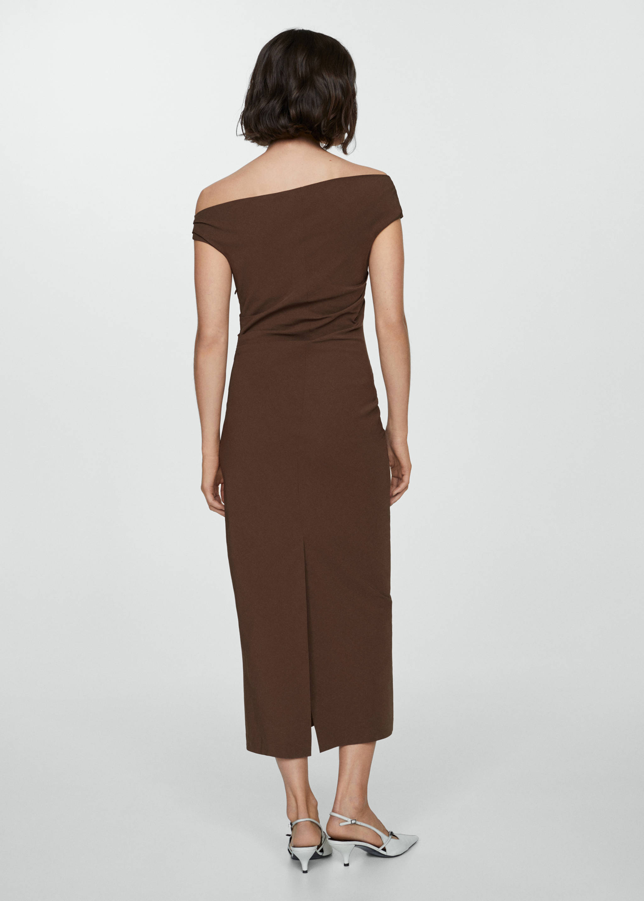 Off-the-shoulder draped dress - Reverse of the article