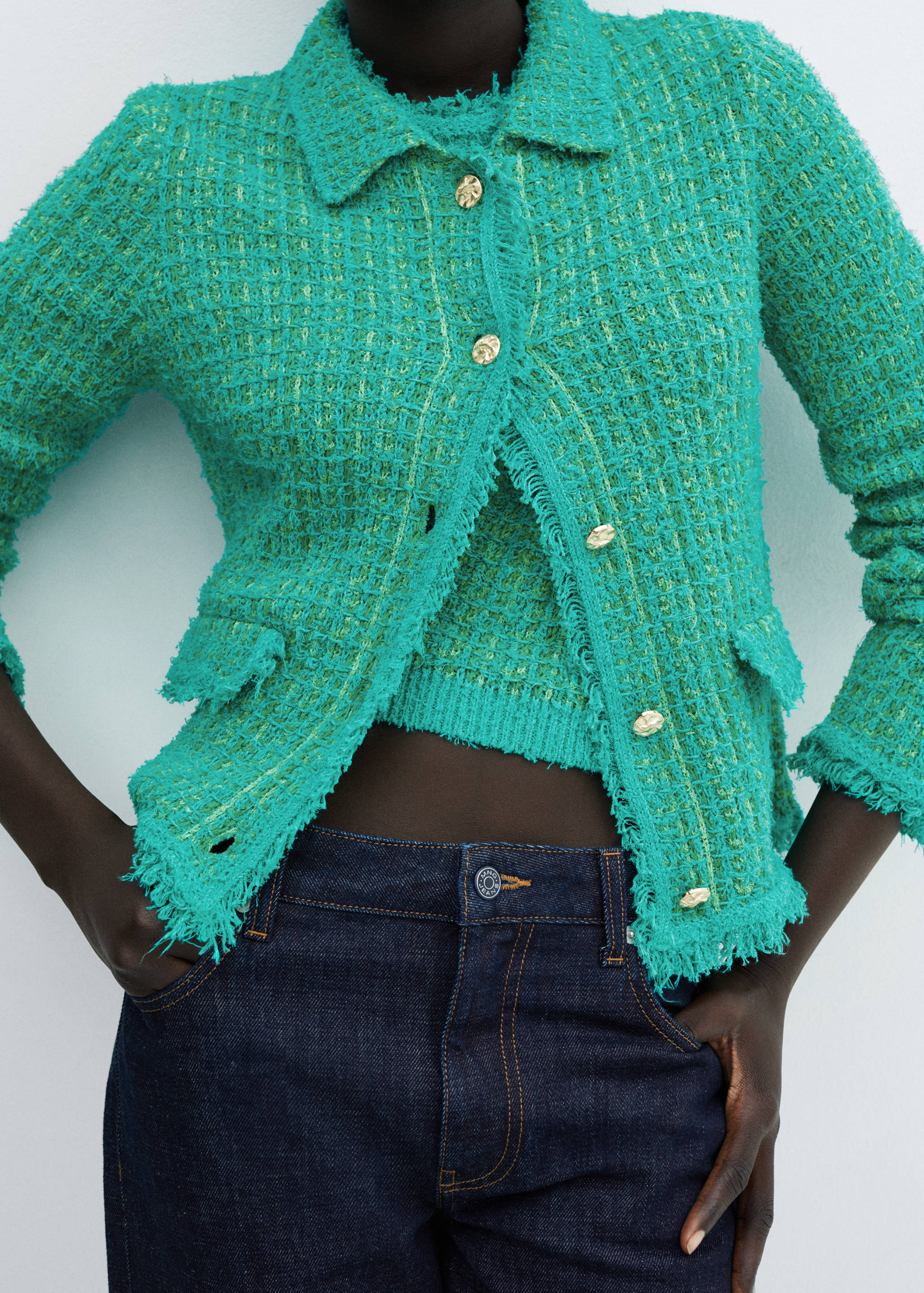 Polo-neck tweed cardigan - Details of the article 6