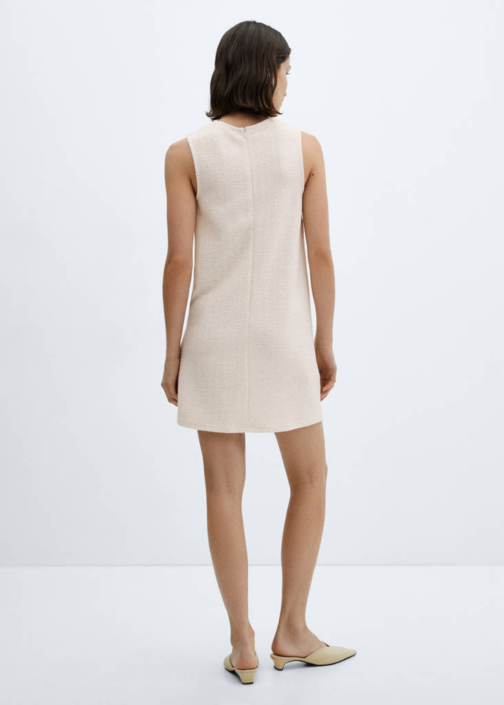 Textured knitted dress — Ecru