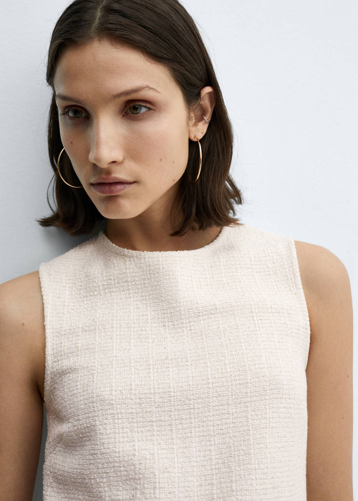Textured knitted dress — Ecru