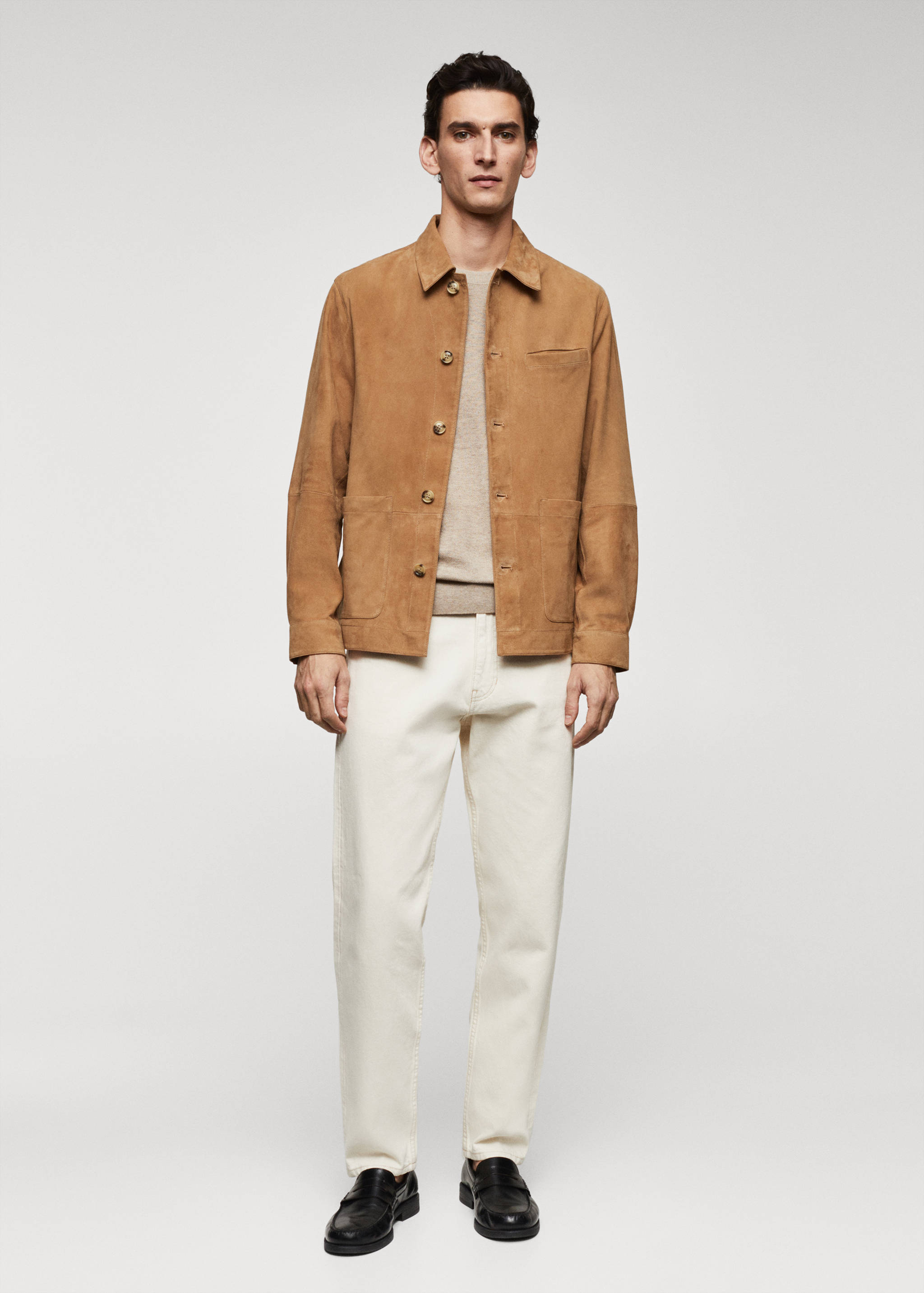 Suede leather overshirt with pocket - General plane