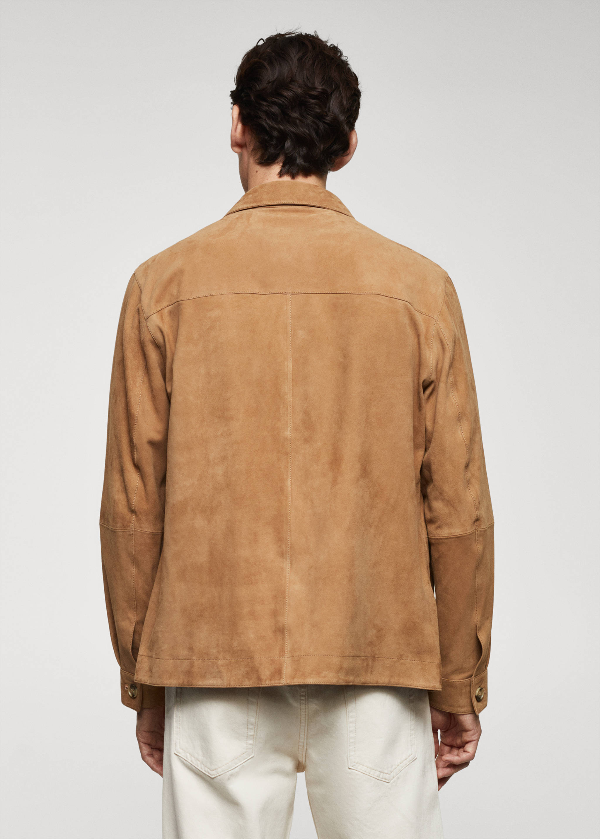 Suede leather overshirt with pocket - Reverse of the article