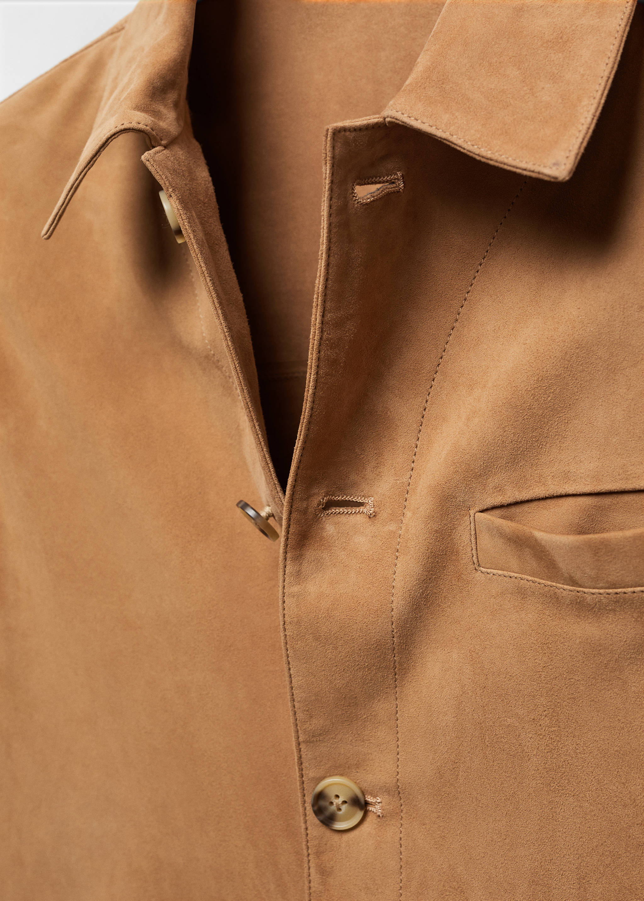 Suede leather overshirt with pocket - Details of the article 8