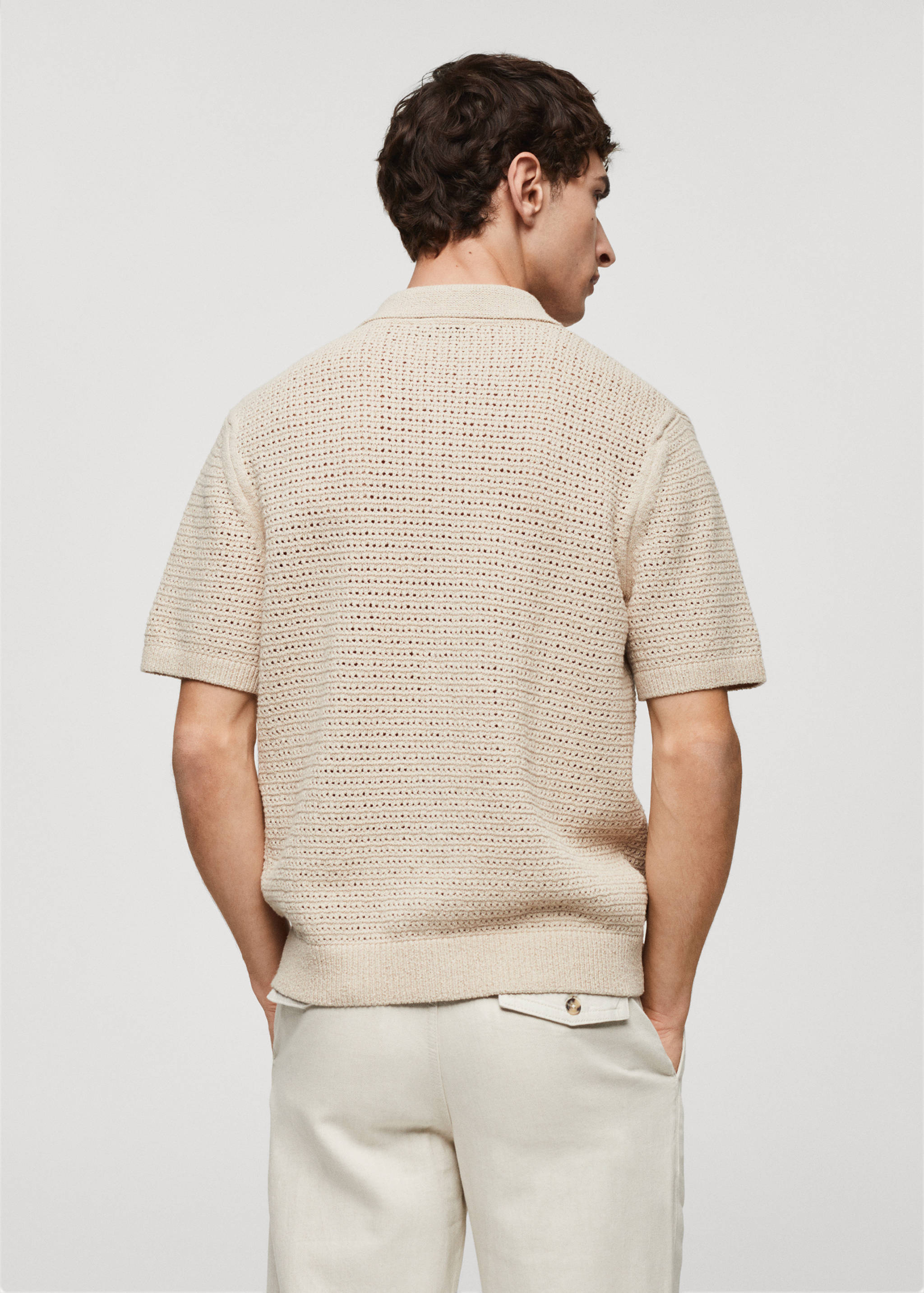 Polo maille ajourée boutons - Verso de l’article