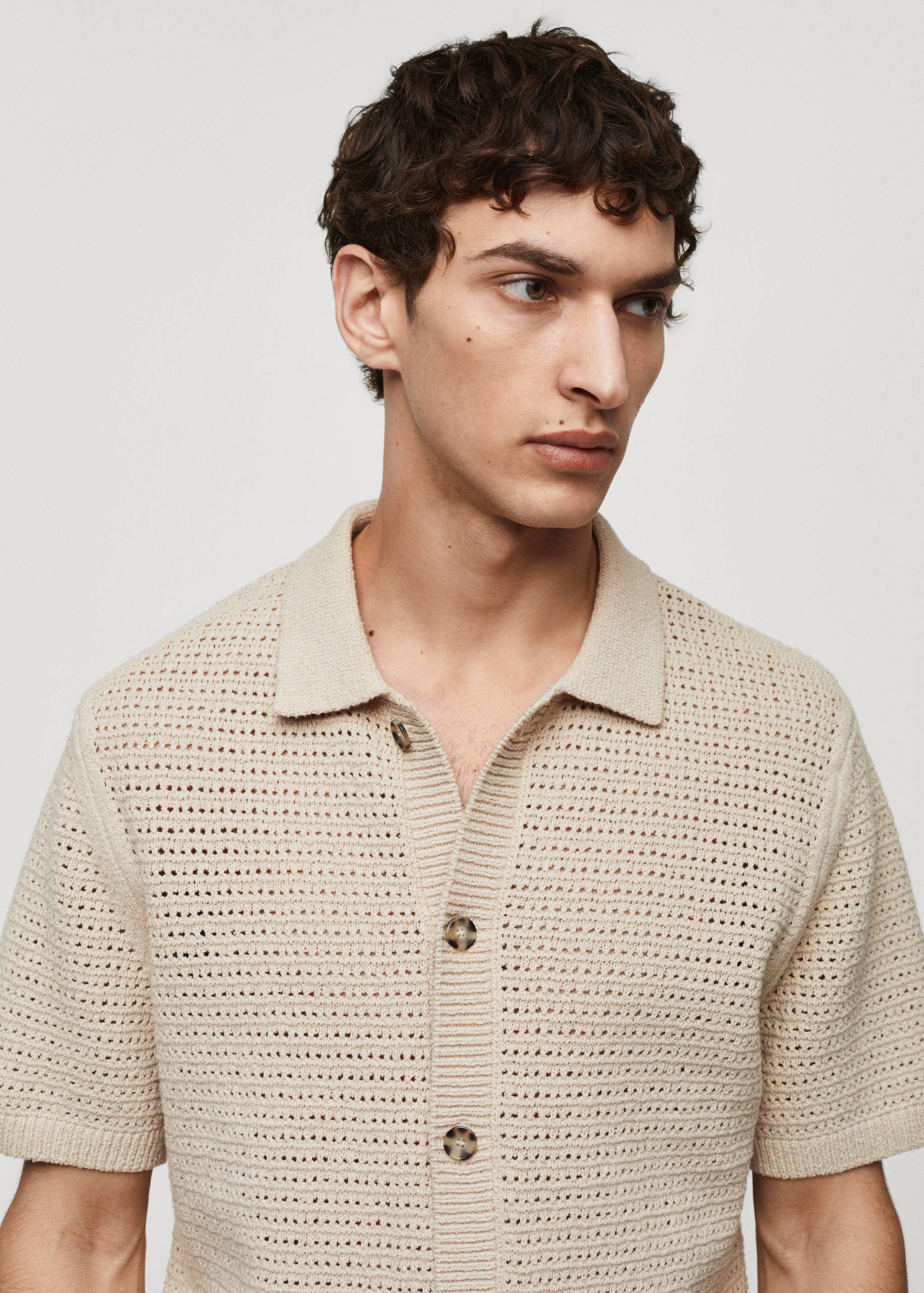 Polo maille ajourée boutons - Détail de l'article 1