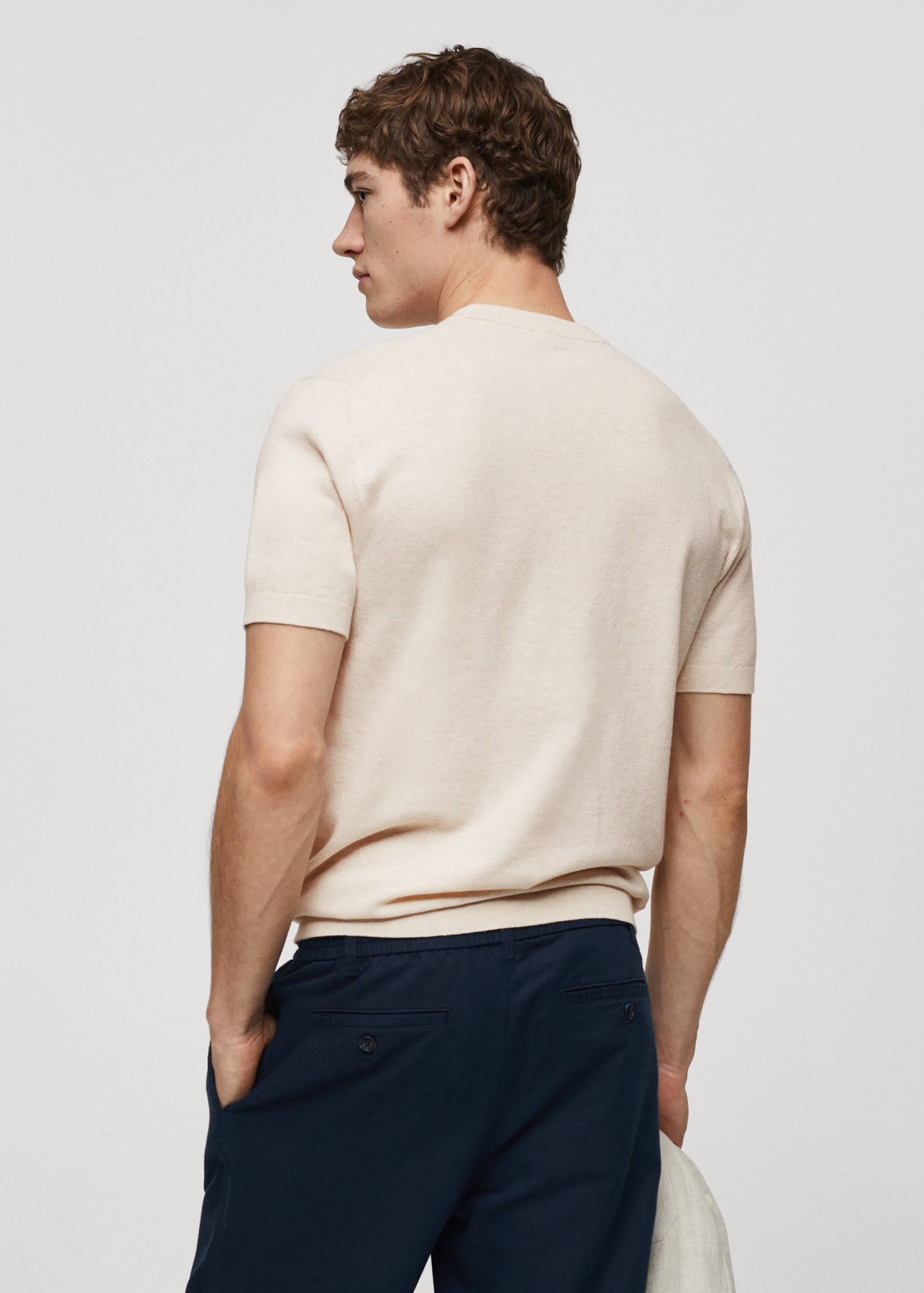 Structured cotton knit t-shirt - Reverse of the article