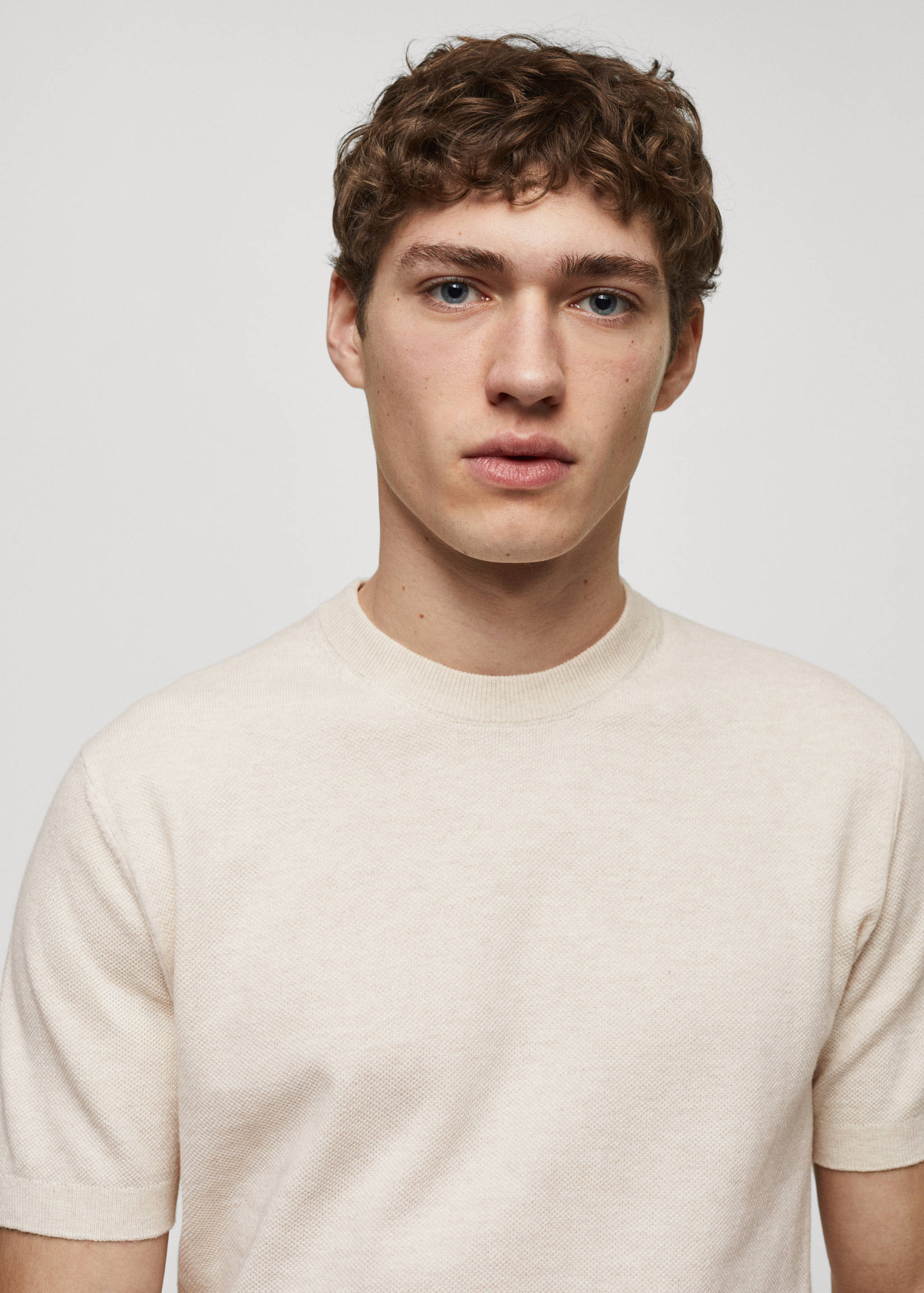 Structured cotton knit t-shirt - Details of the article 1