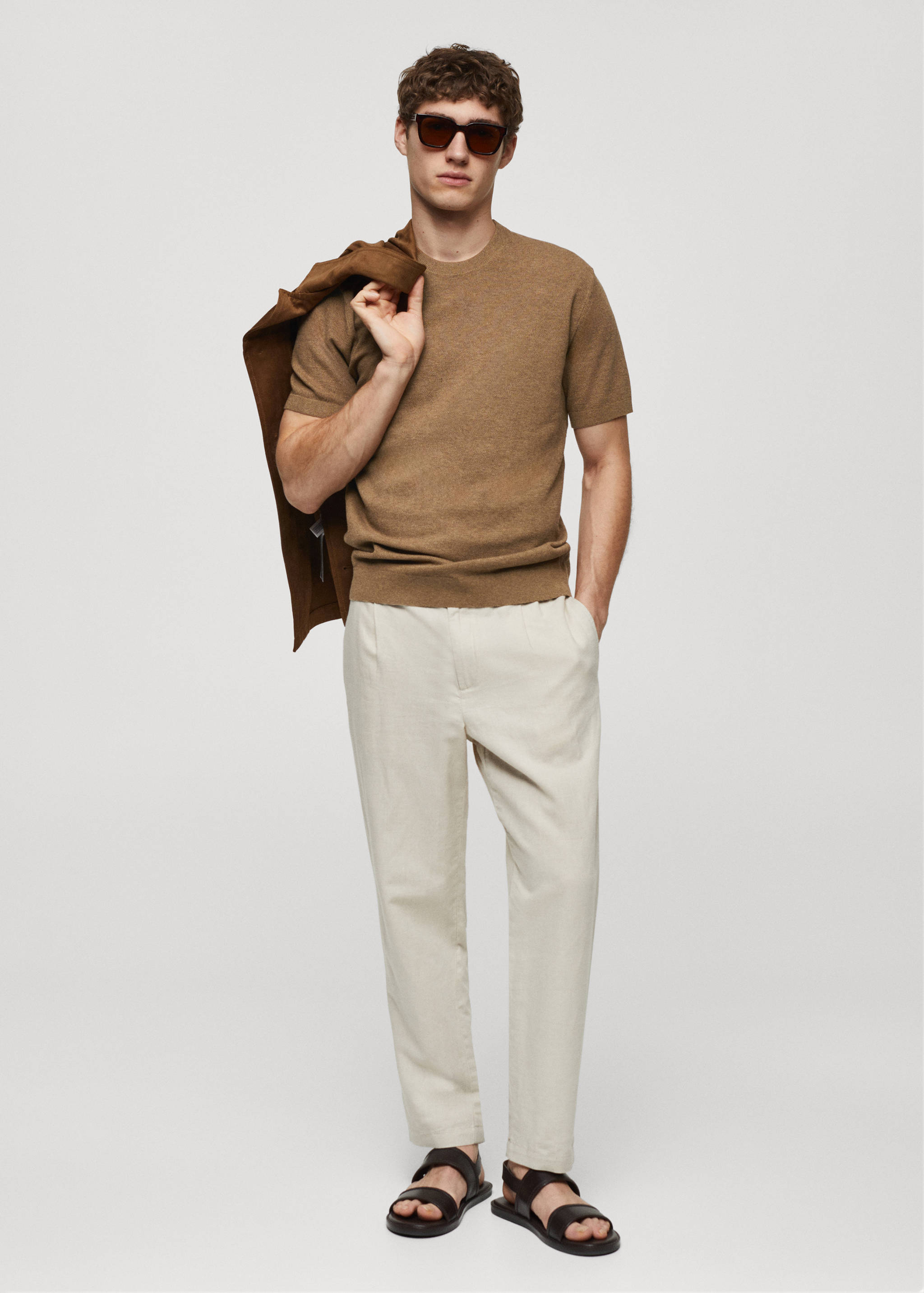 Structured cotton knit t-shirt - General plane