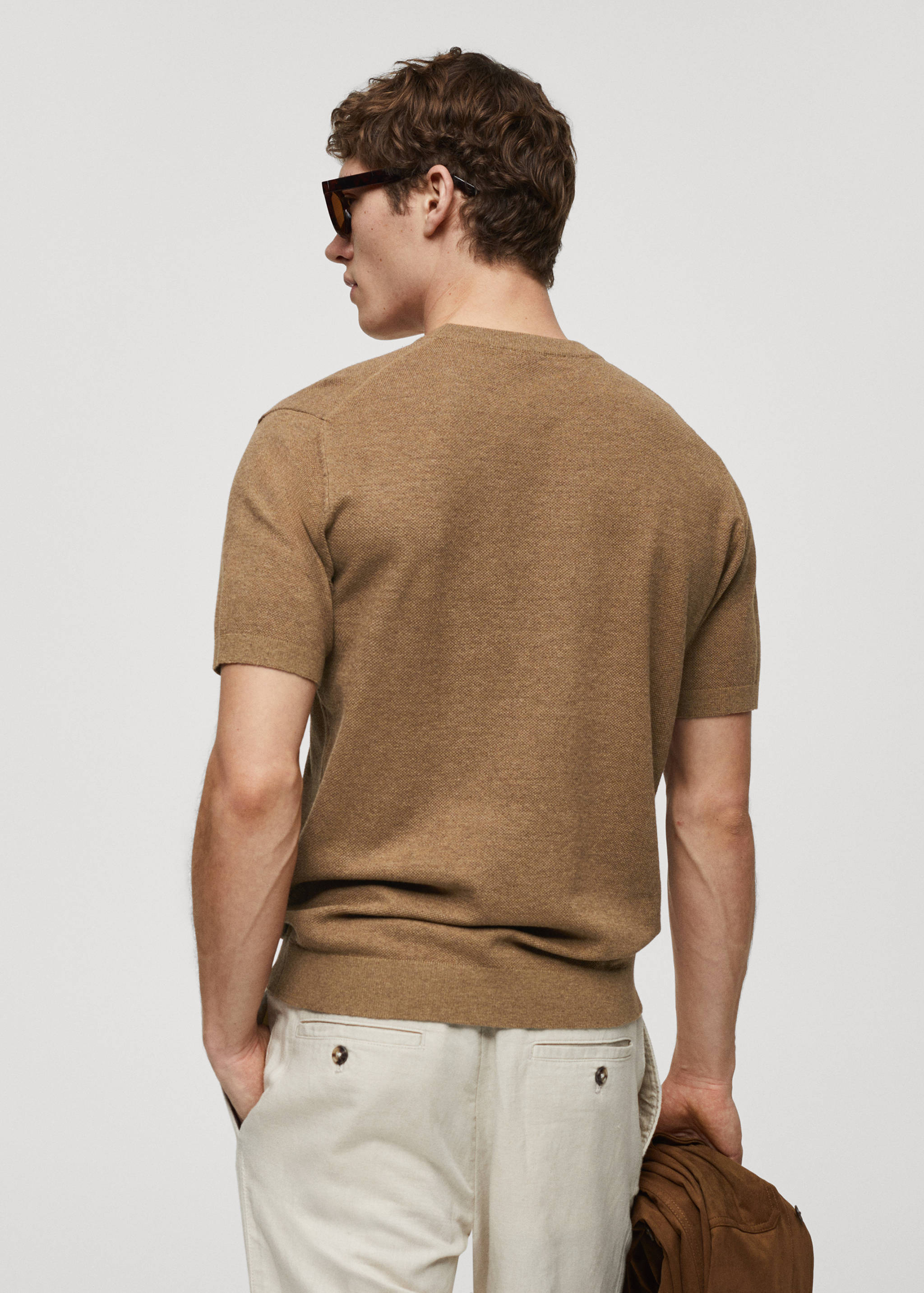 Structured cotton knit t-shirt - Reverse of the article