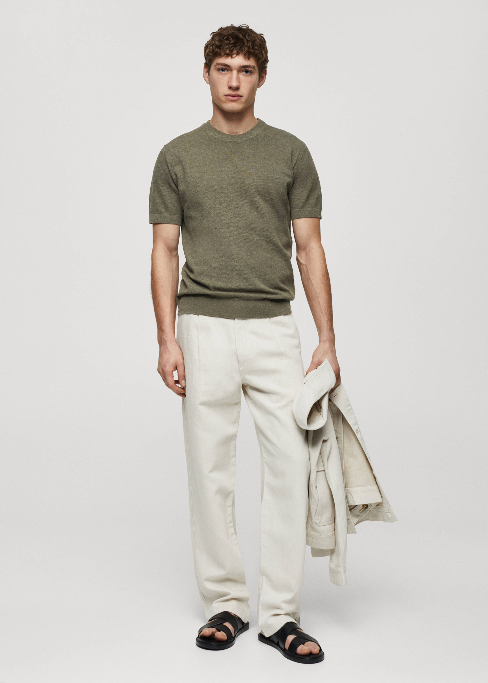 Structured cotton knit t-shirt - General plane