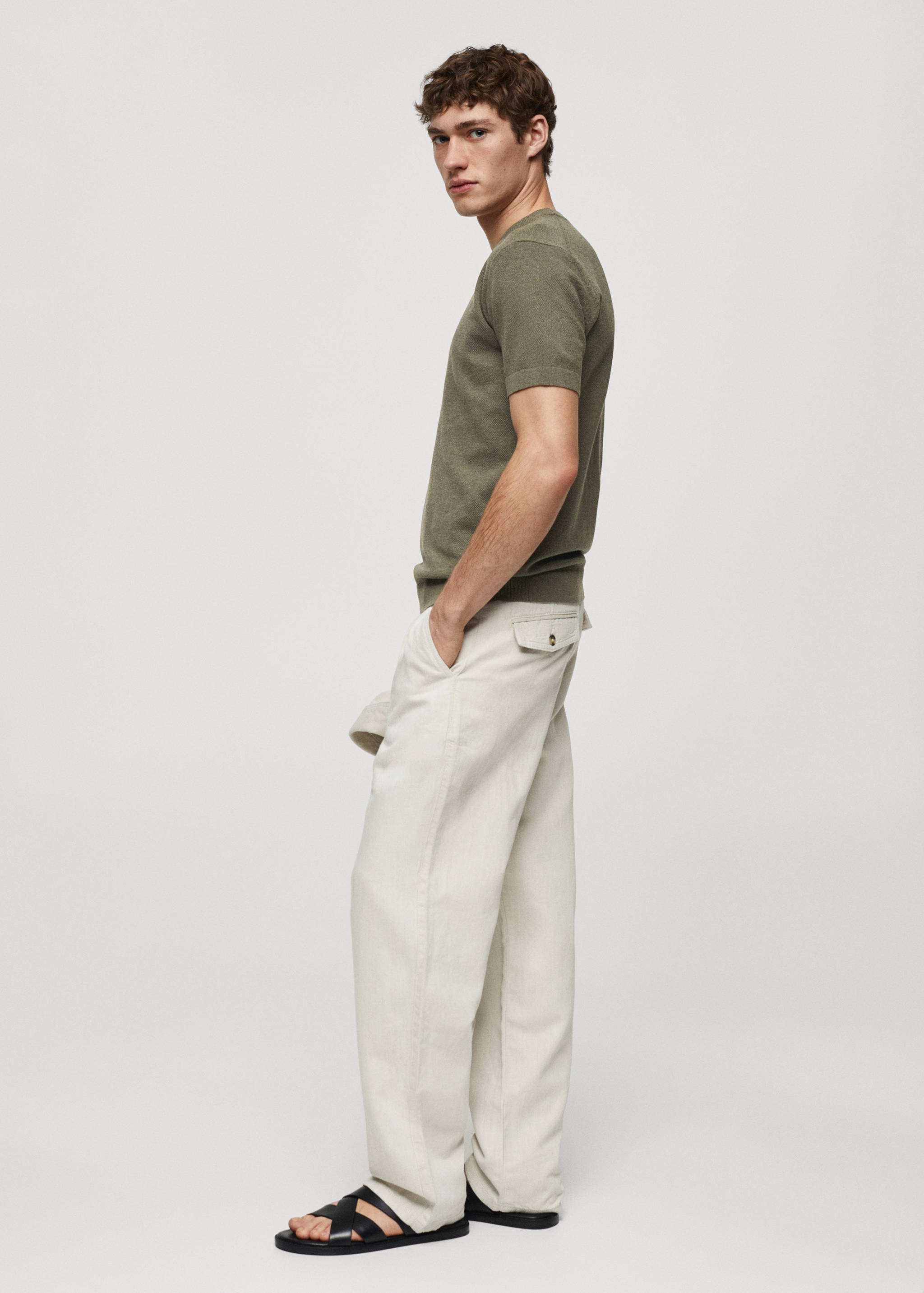 Structured cotton knit t-shirt - Details of the article 2