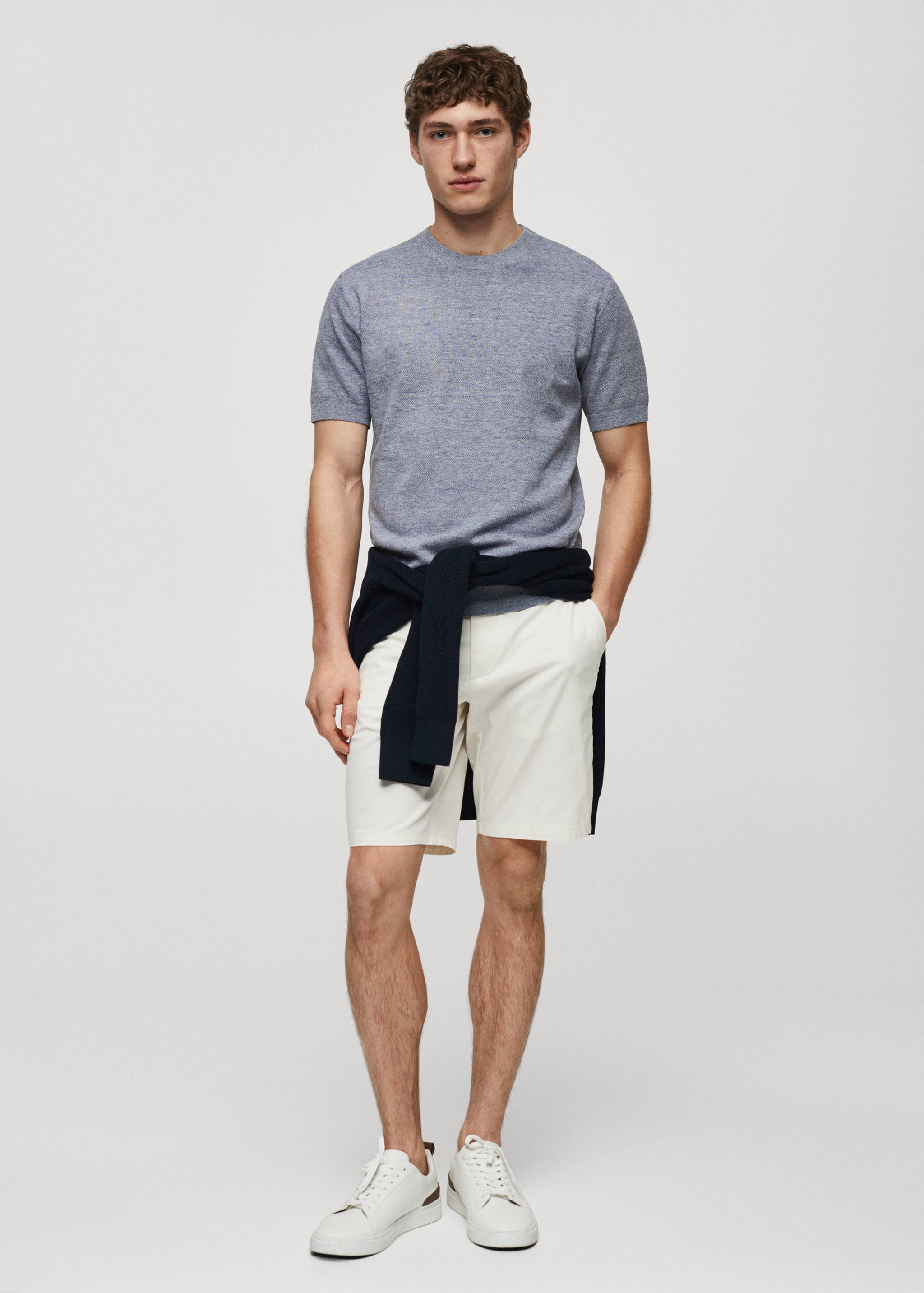 Structured cotton knit t-shirt - General plane