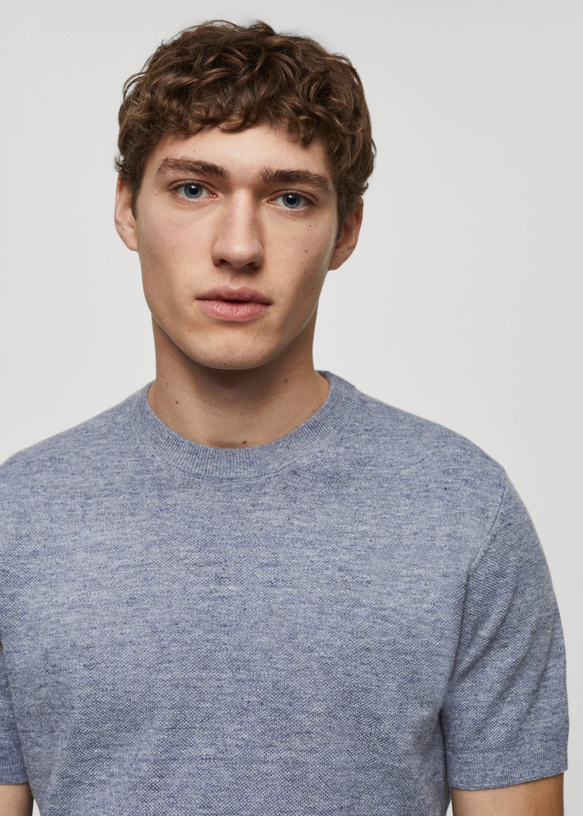 Structured cotton knit t-shirt - Details of the article 1