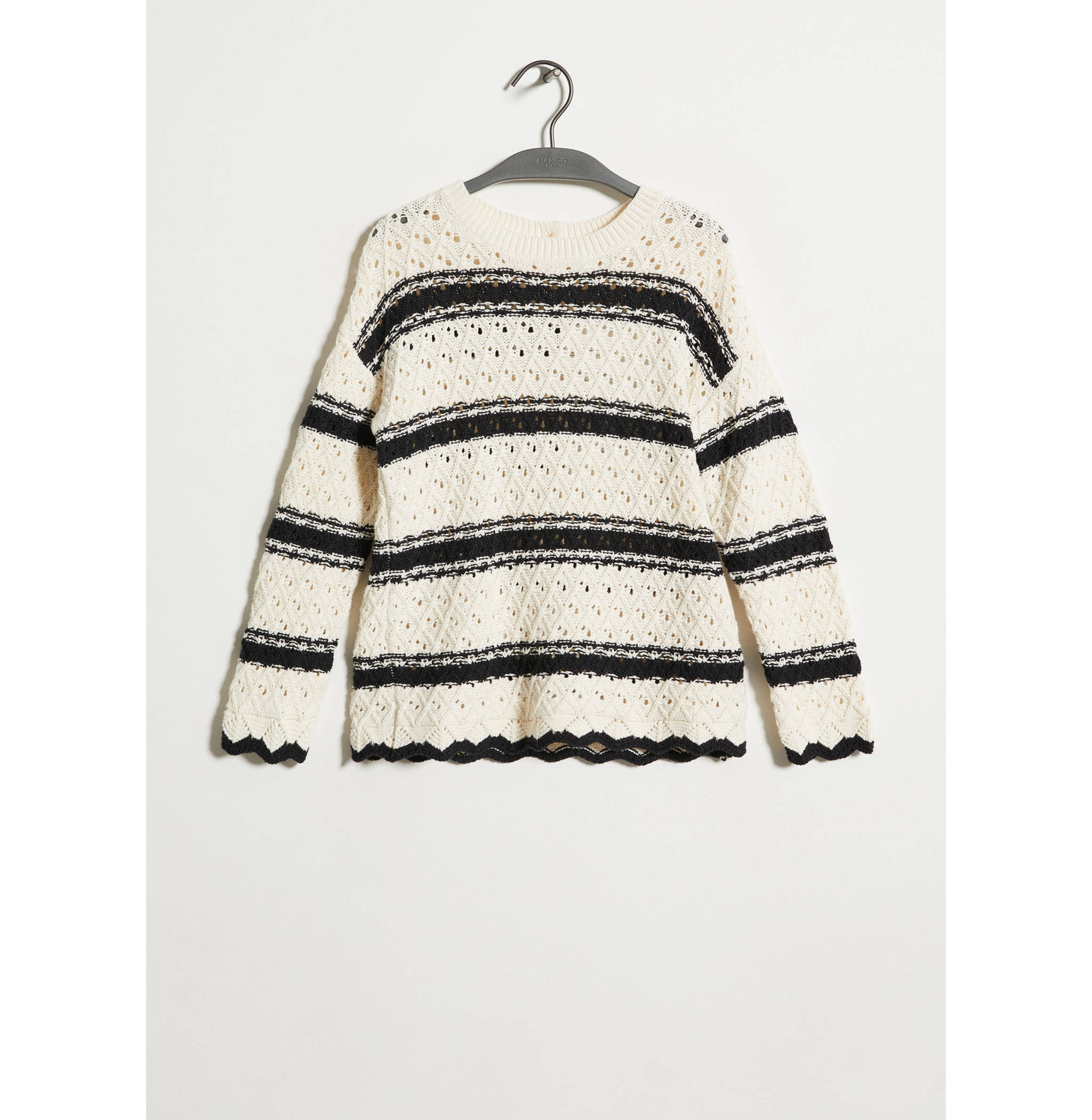 Striped openwork knit sweater - Article without model