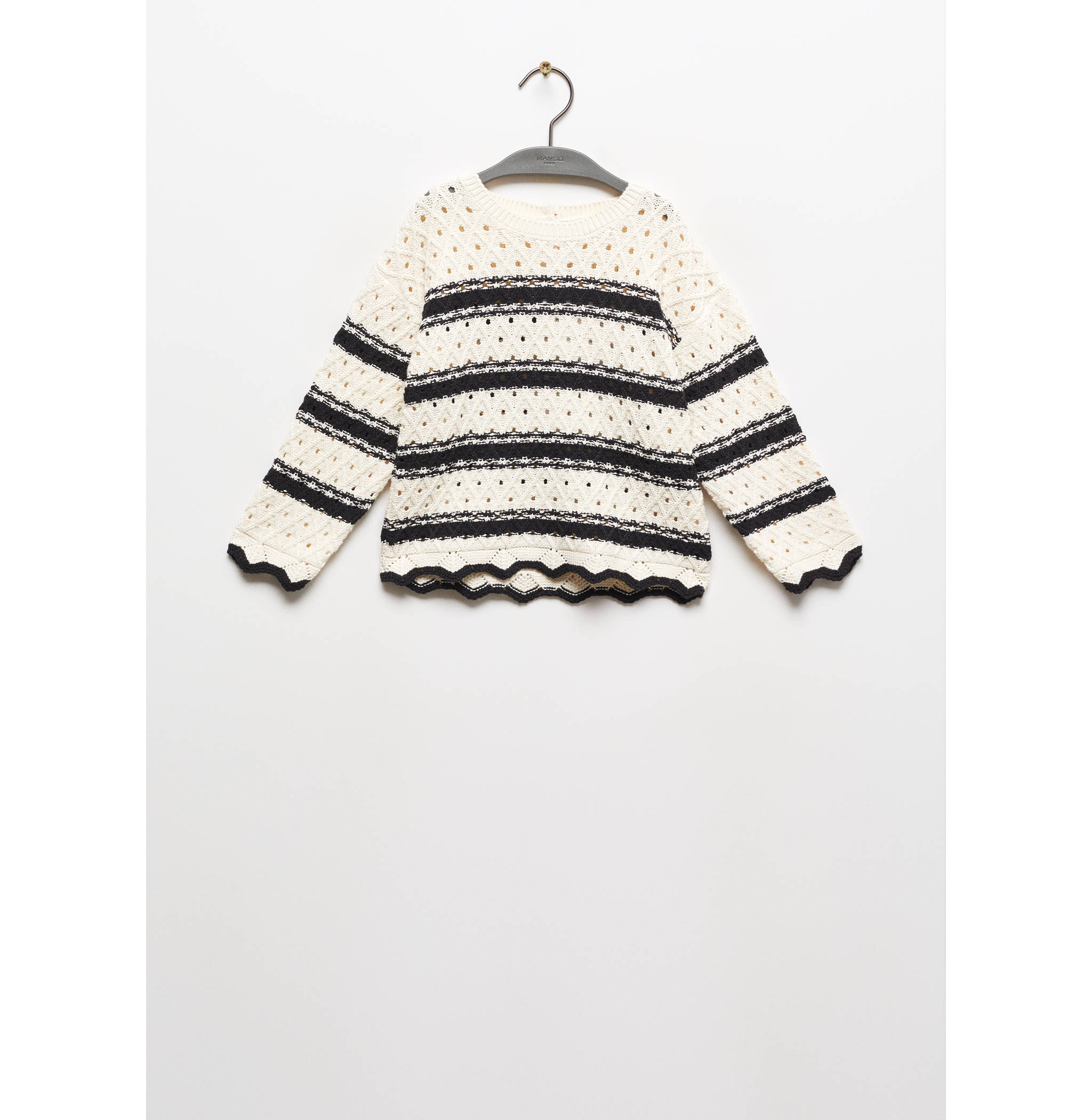 Gestreifter Lochstrickpullover - Artikel ohne Model
