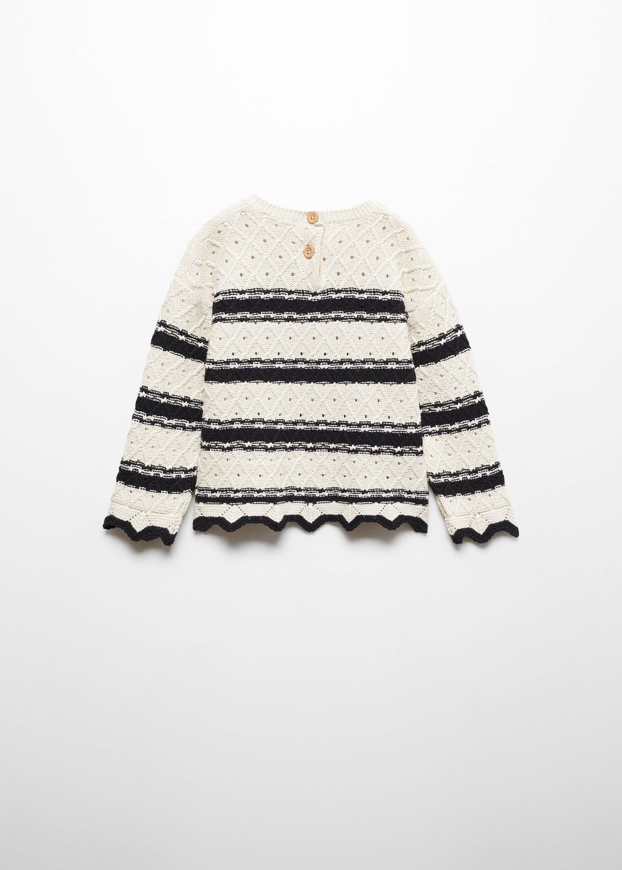 Gestreifter Lochstrickpullover - Rückseite des Artikels