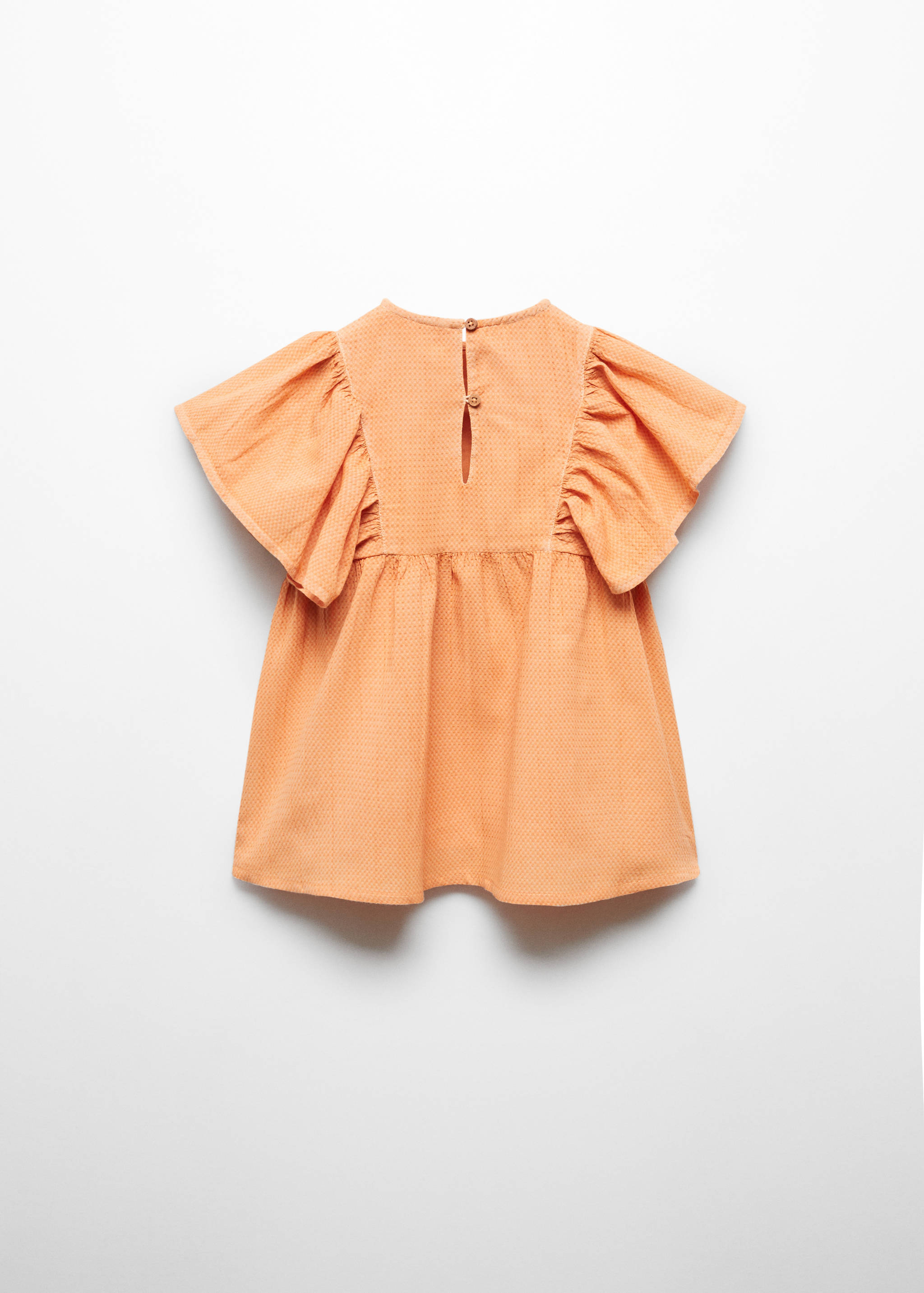 Mit Naturfarbstoff gefärbtes Rüschenkleid - Rückseite des Artikels