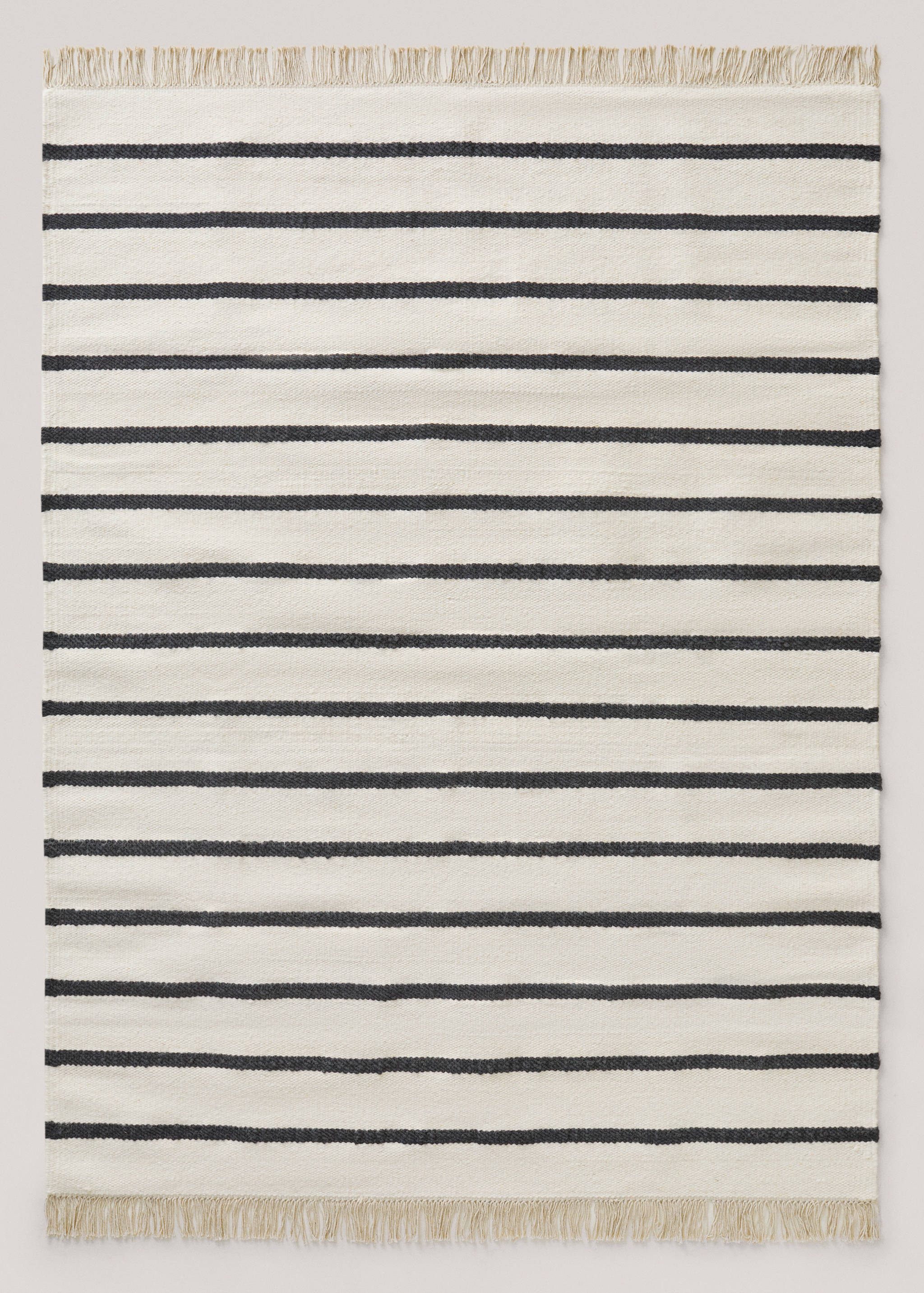100% wool striped fringed rug - Article without model