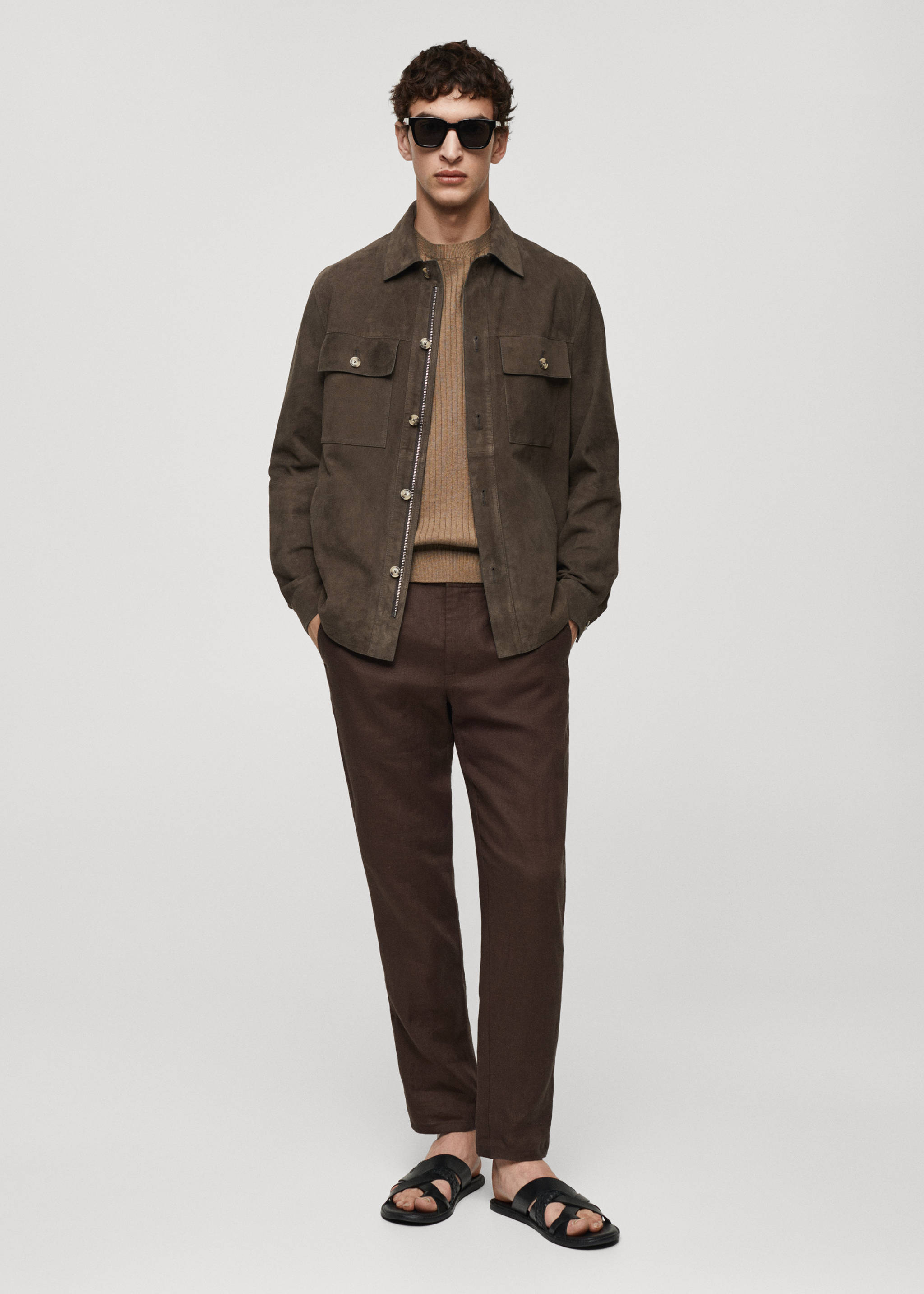 Suede jacket with pockets - General plane