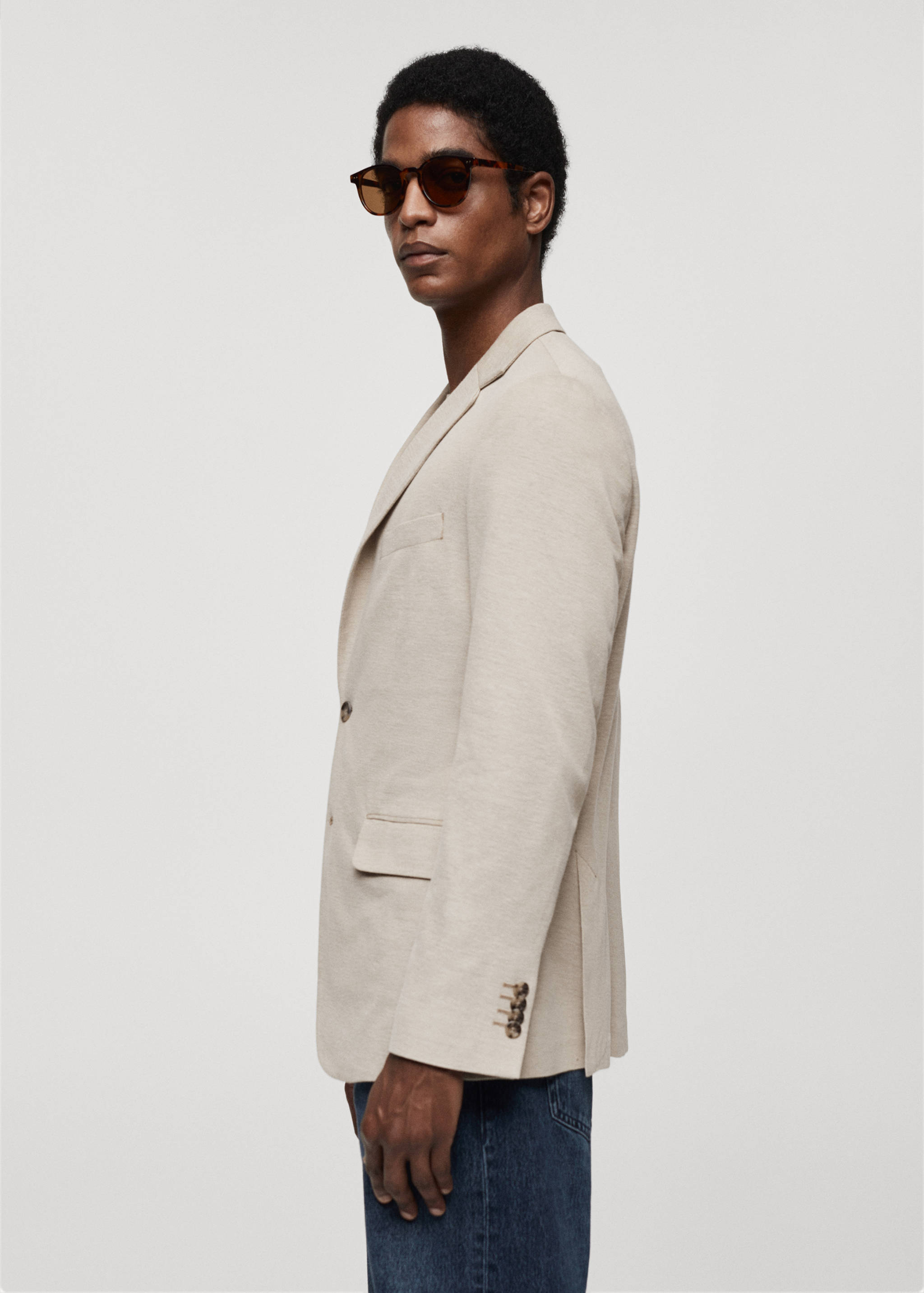 Structured slim fit cotton blazer - Details of the article 2