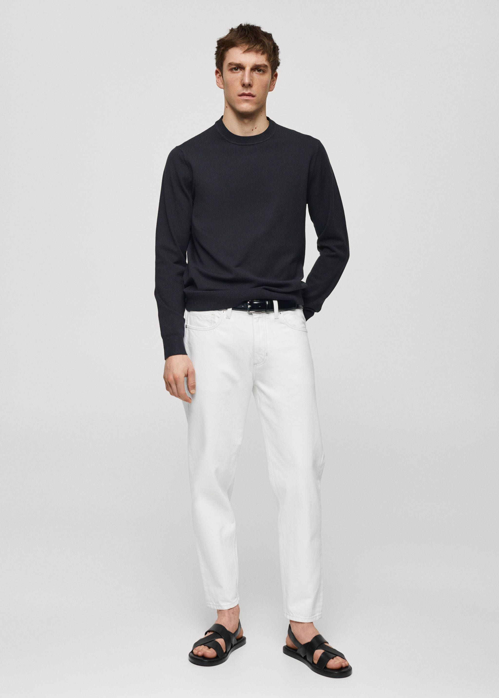 Round-neck cotton knitted sweater - General plane